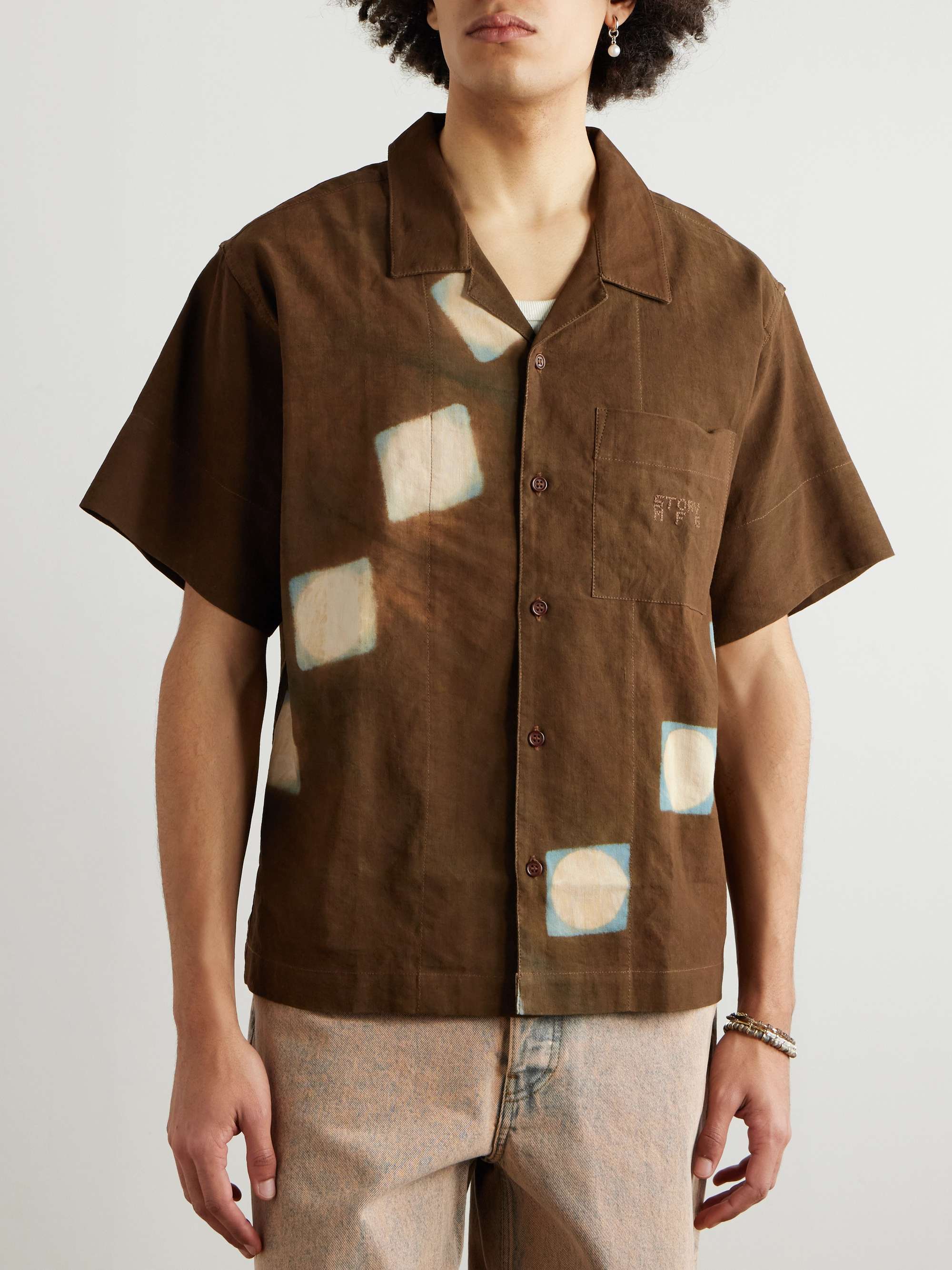 Greetings Printed Cotton and Linen-Blend Shirt view