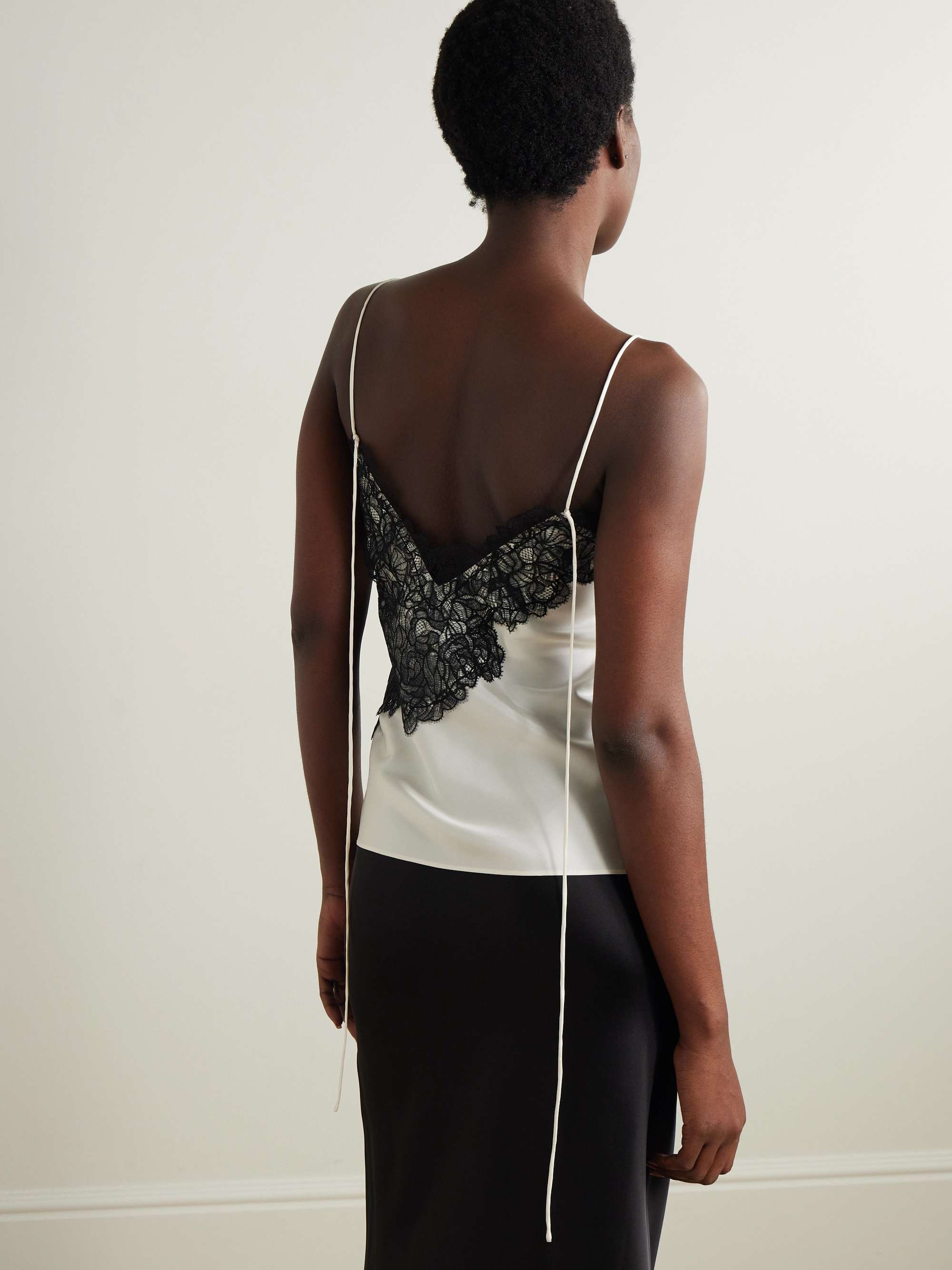 Lace-trimmed silk-twill camisole view