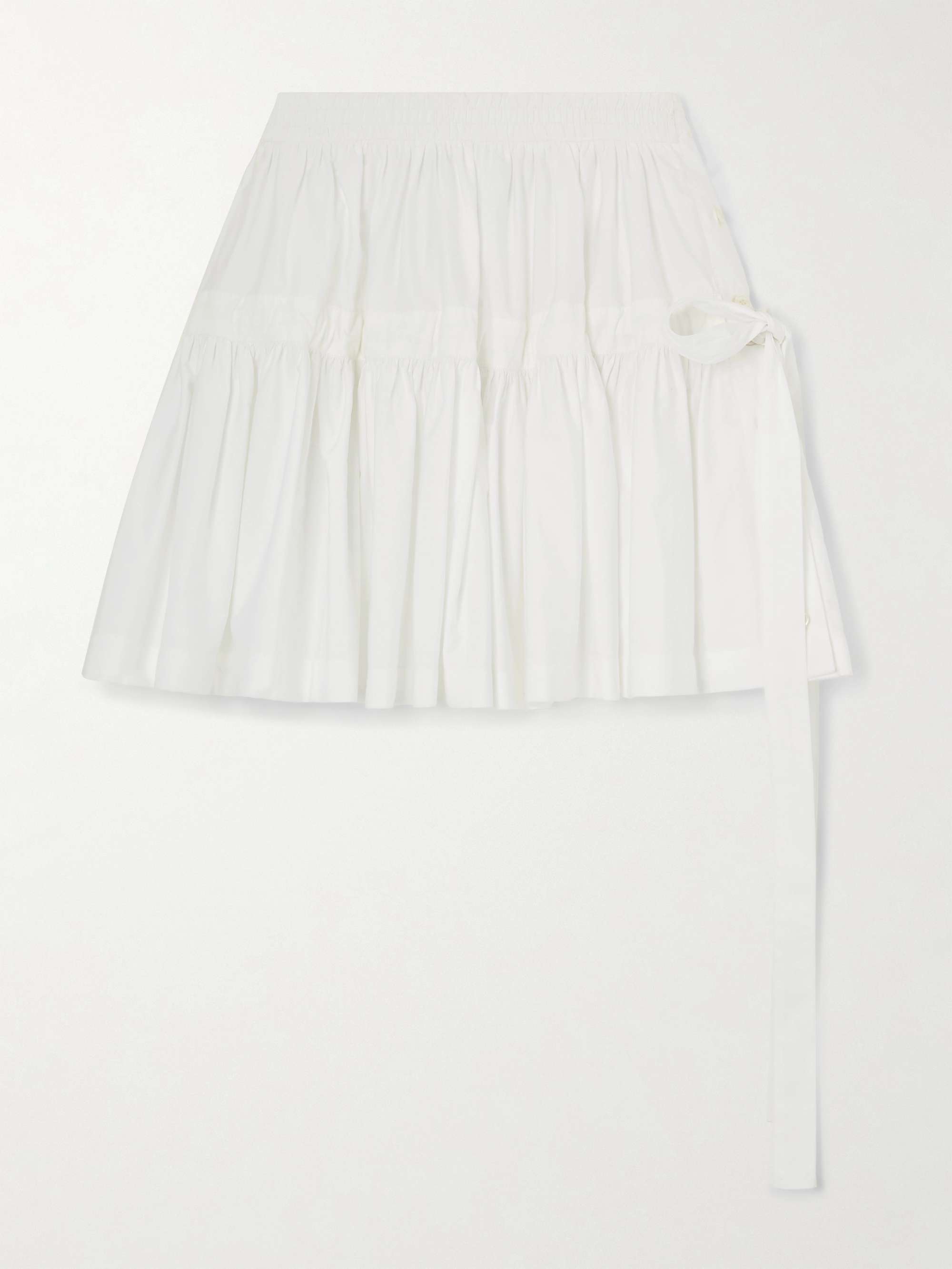 Bow-detailed gathered cotton-poplin mini skirt hero visual