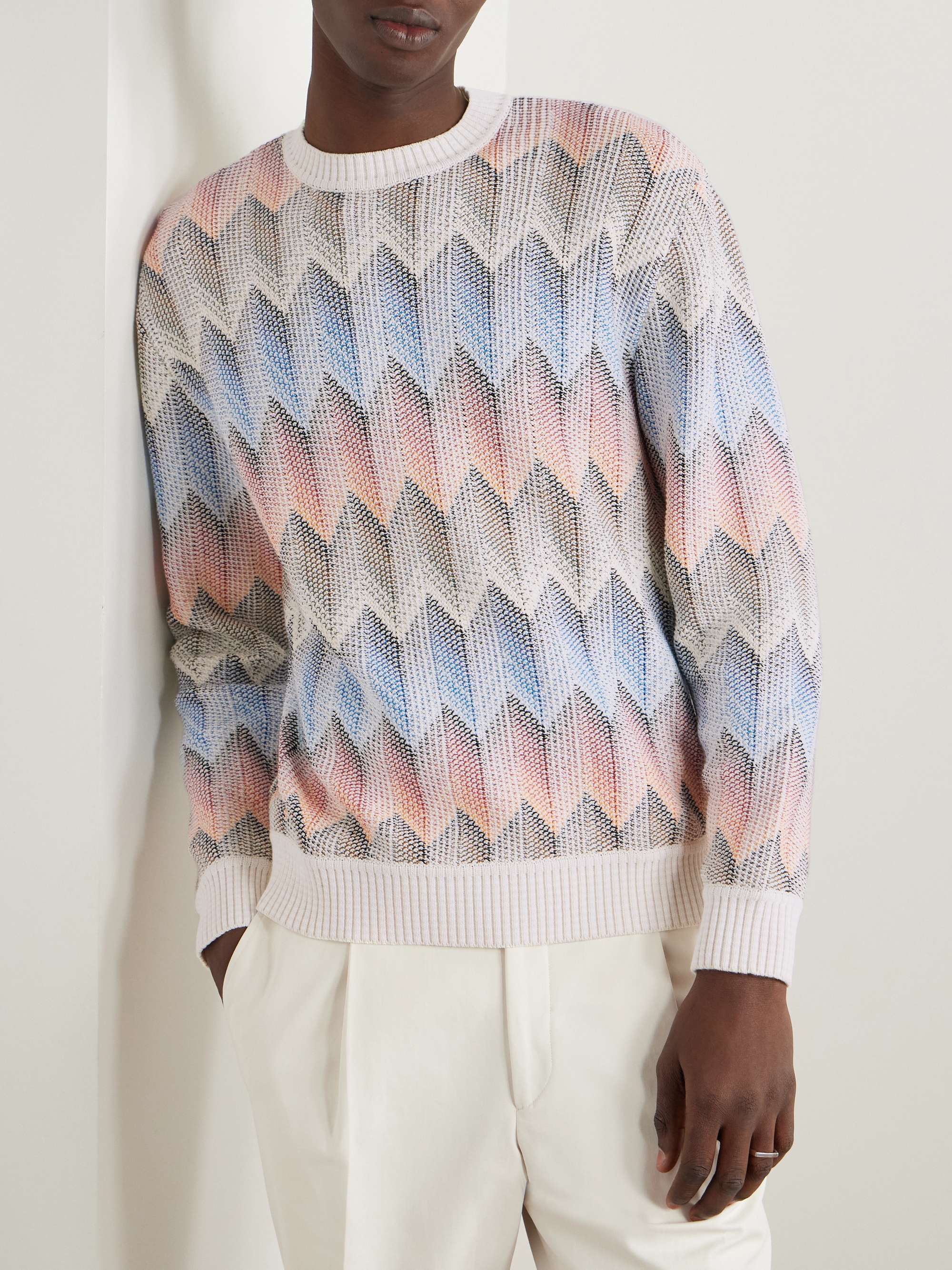 Striped Cotton-Blend Sweater view