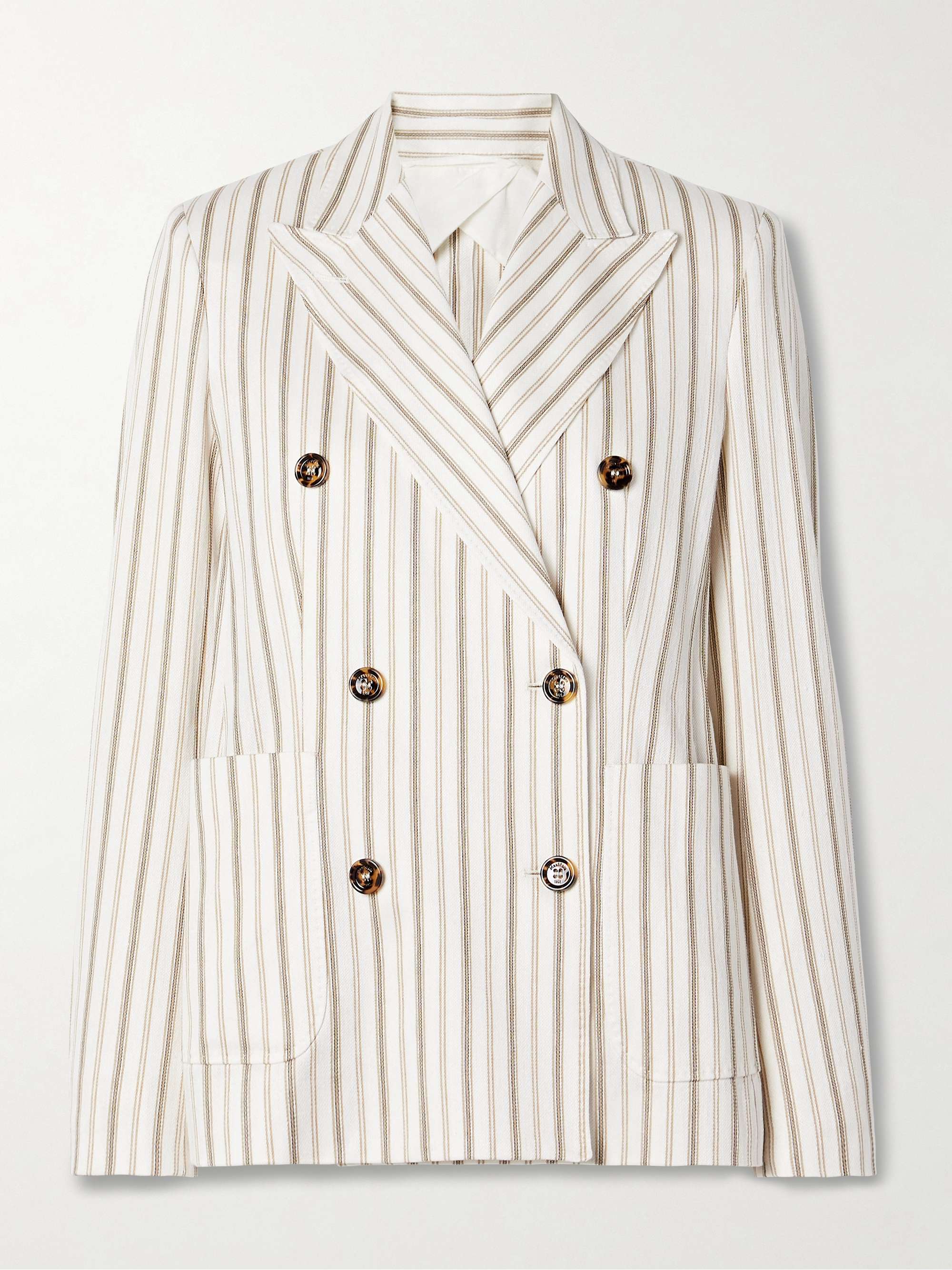 Pensile double-breasted striped cotton and linen-blend blazer hero visual