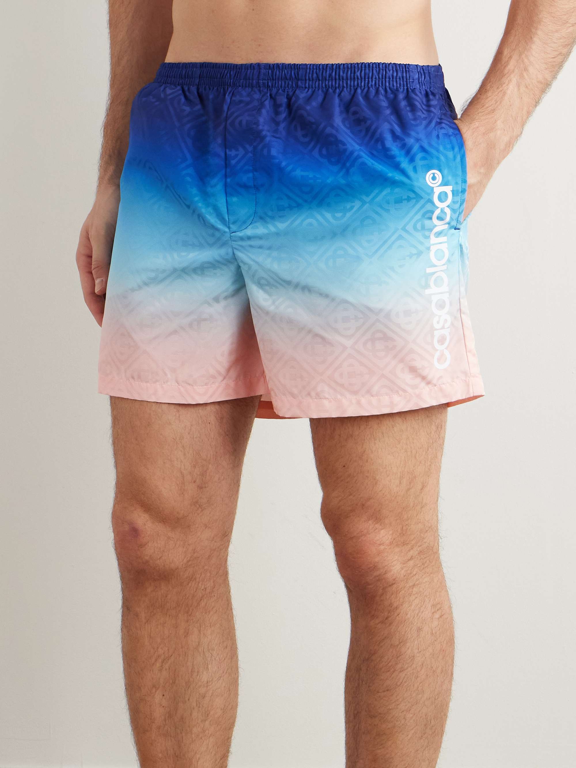 Straight-Leg Mid-Length Dégradé Logo-Print Swim Shorts view