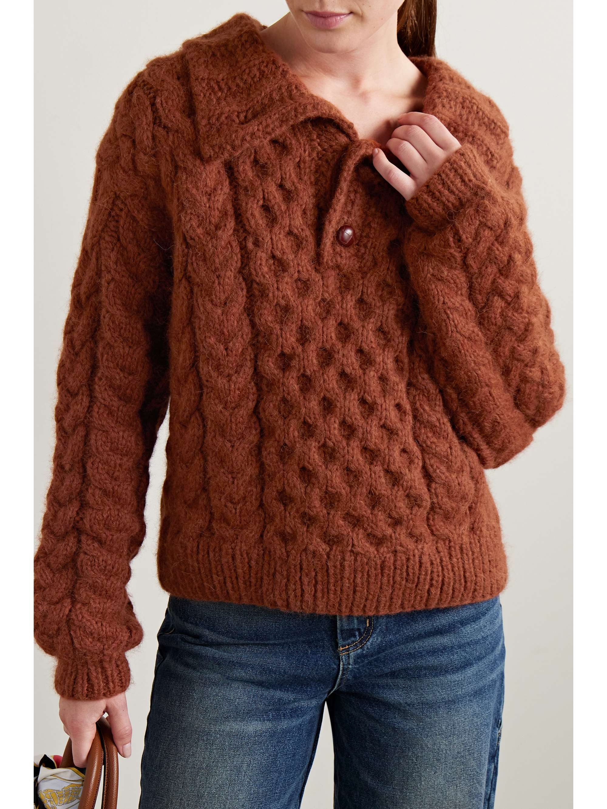 Nuage cable-knit alpaca and merino wool-blend sweater view