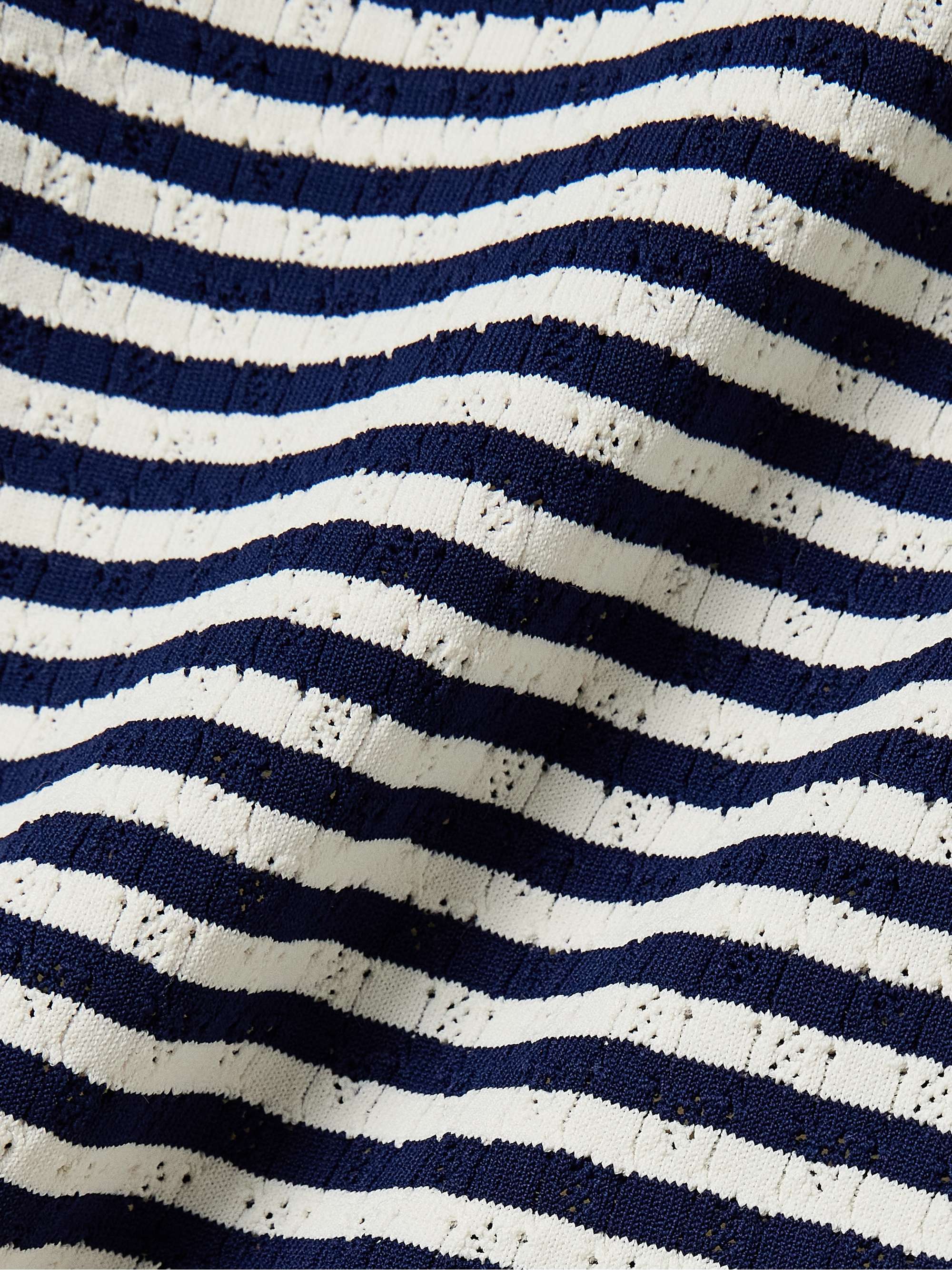 Addy crocheted cotton-trimmed striped pointelle-knit sweater view