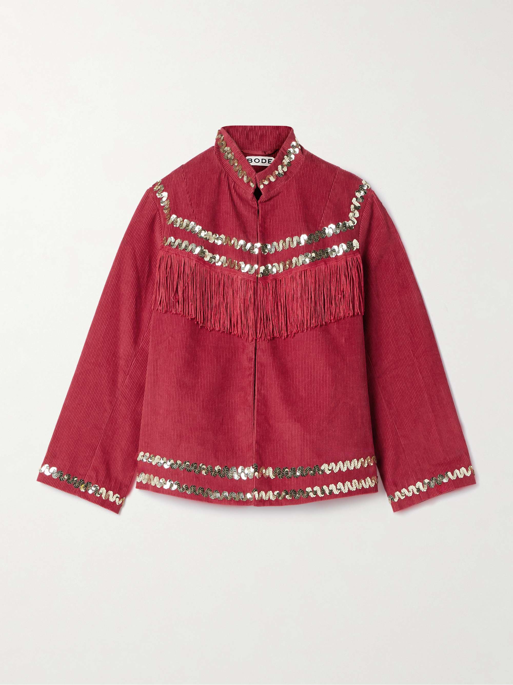 Bandstand fringed sequin-embellished cotton-corduroy jacket hero visual