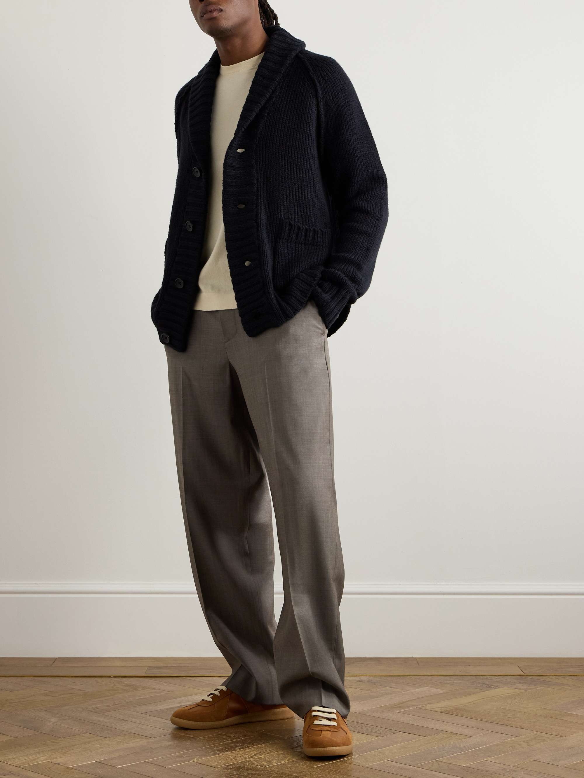 Shawl-Collar Cotton-Blend Cardigan view