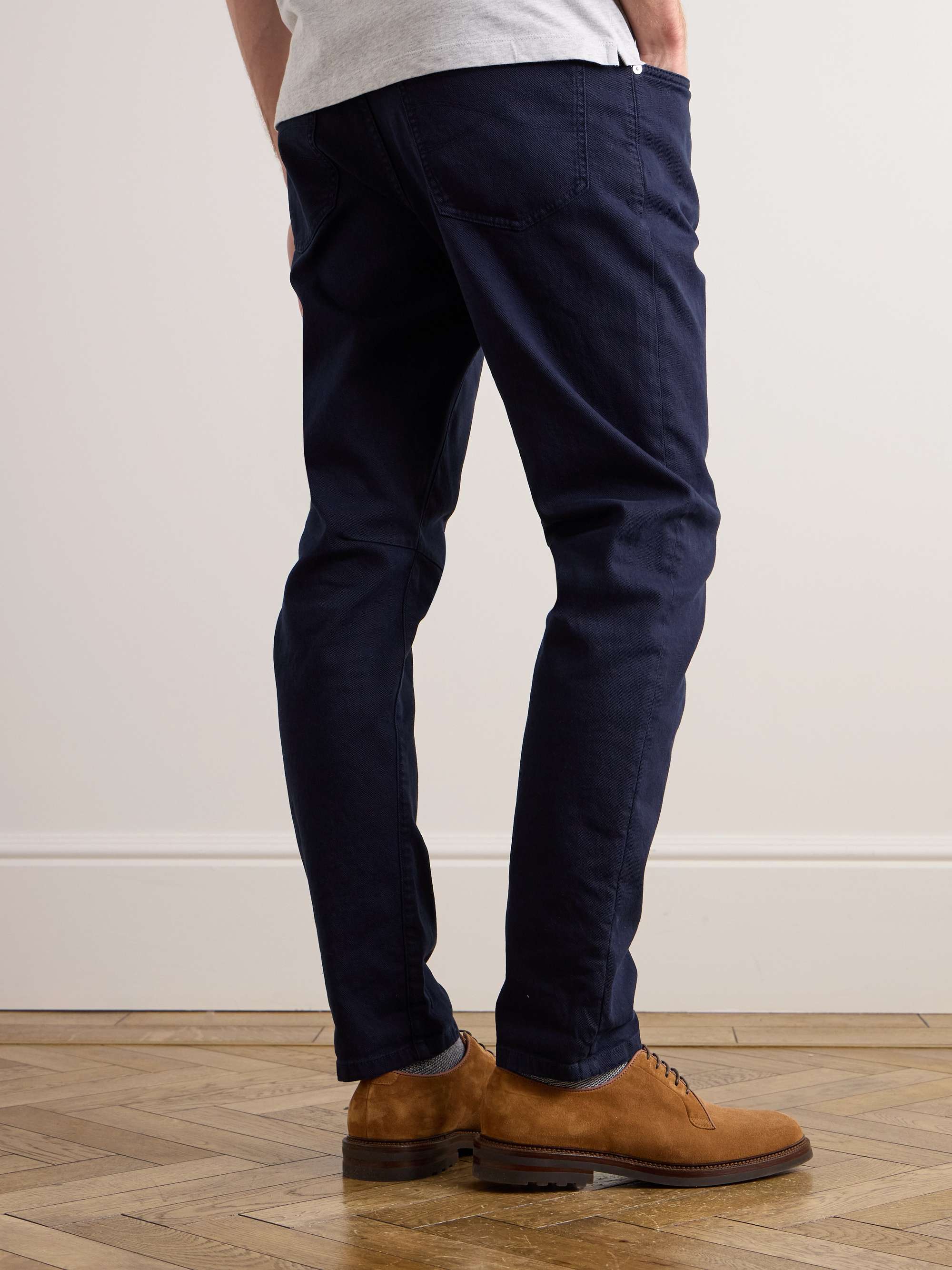 Tapered Garment-Dyed Stretch-Cotton Trousers view