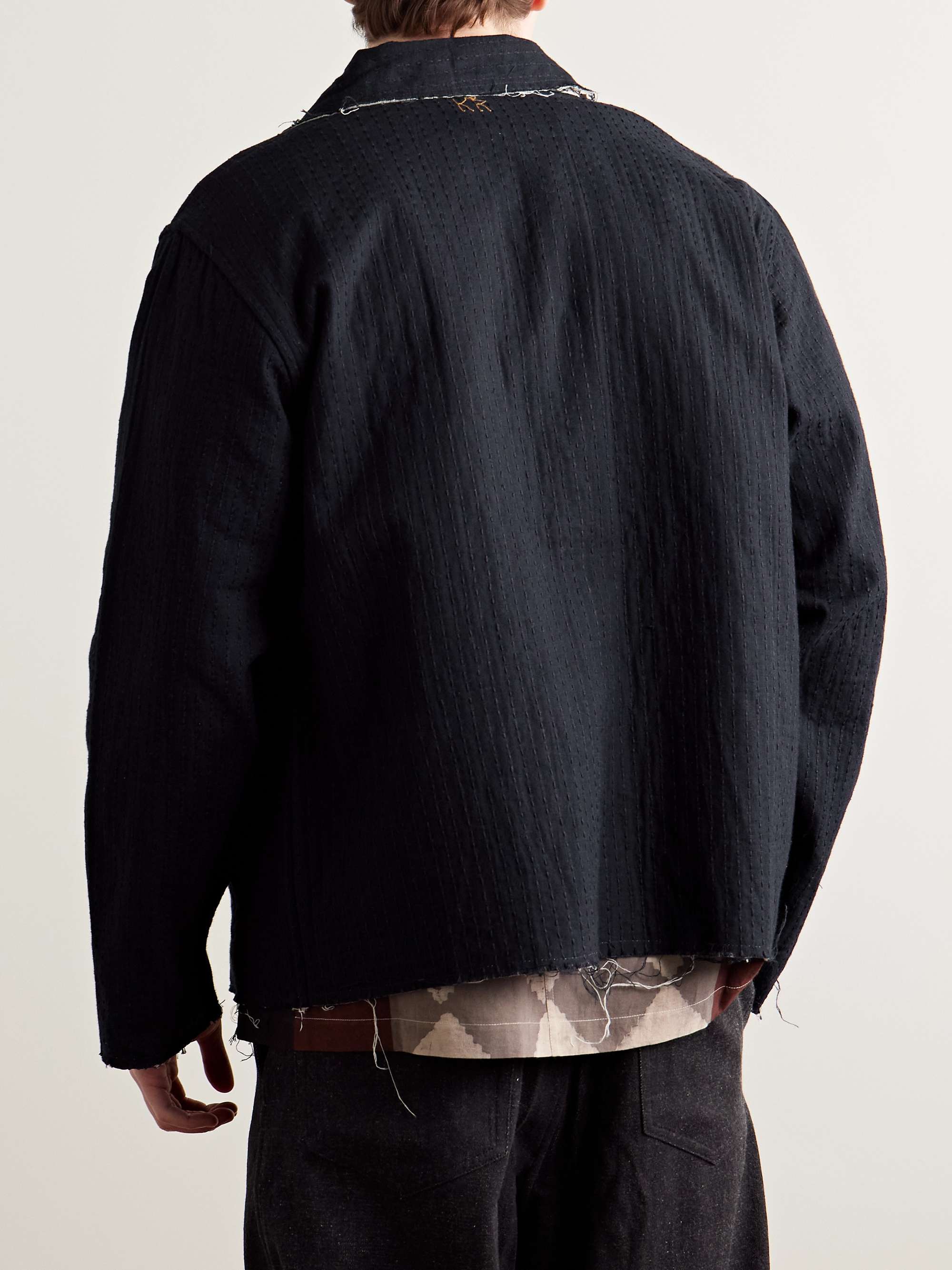 Reversible Frayed Embroidered Cotton-Voile Jacket view