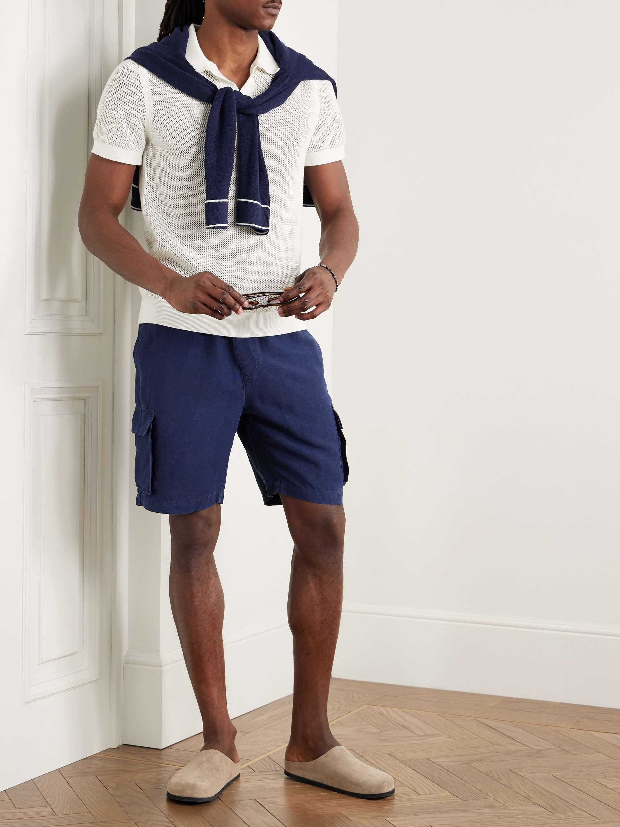 Johnny Crocheted Cotton-Blend Polo Shirt view
