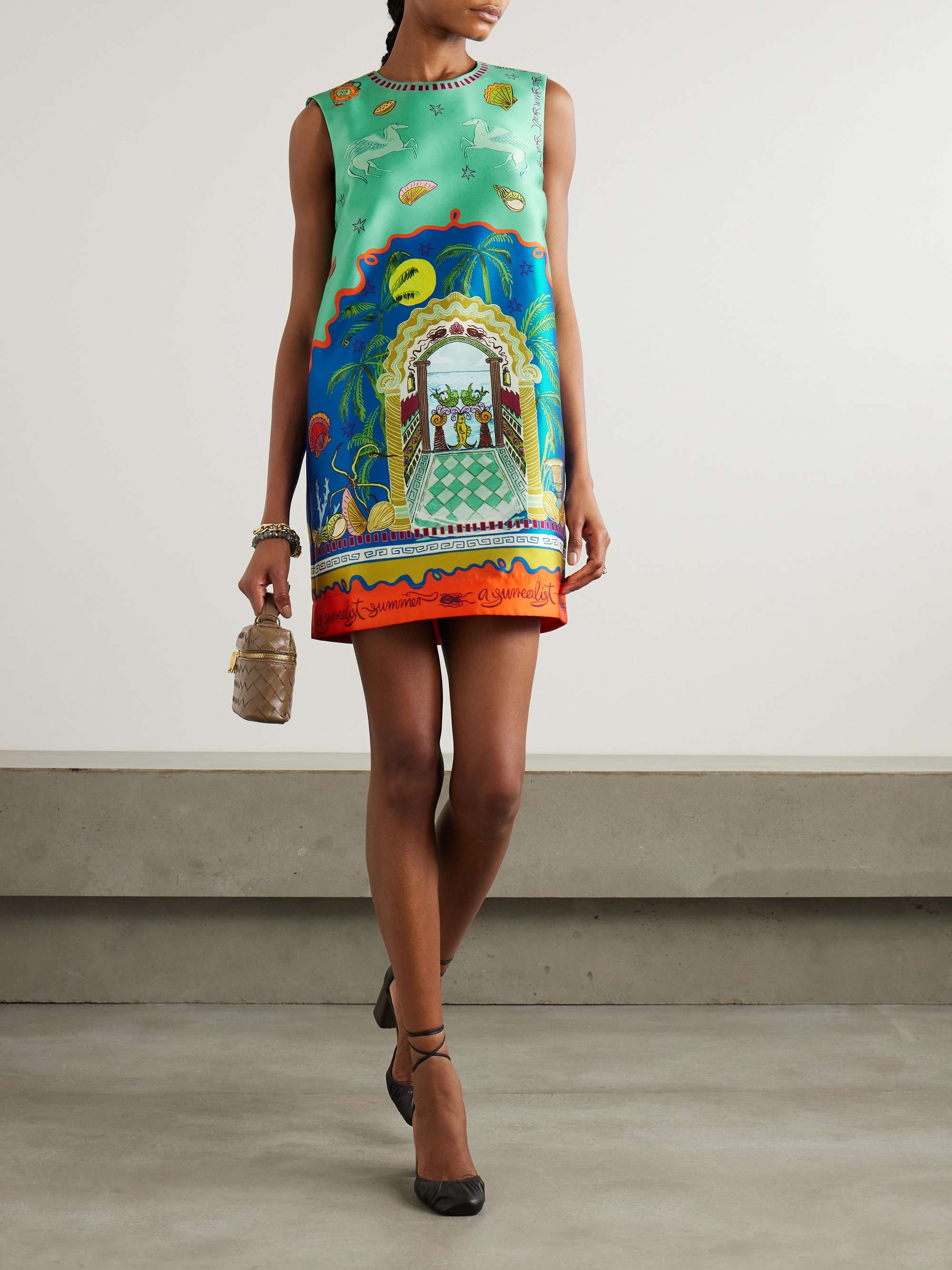 + Sam Pauletto Surrealist Summer printed satin-twill mini dress view