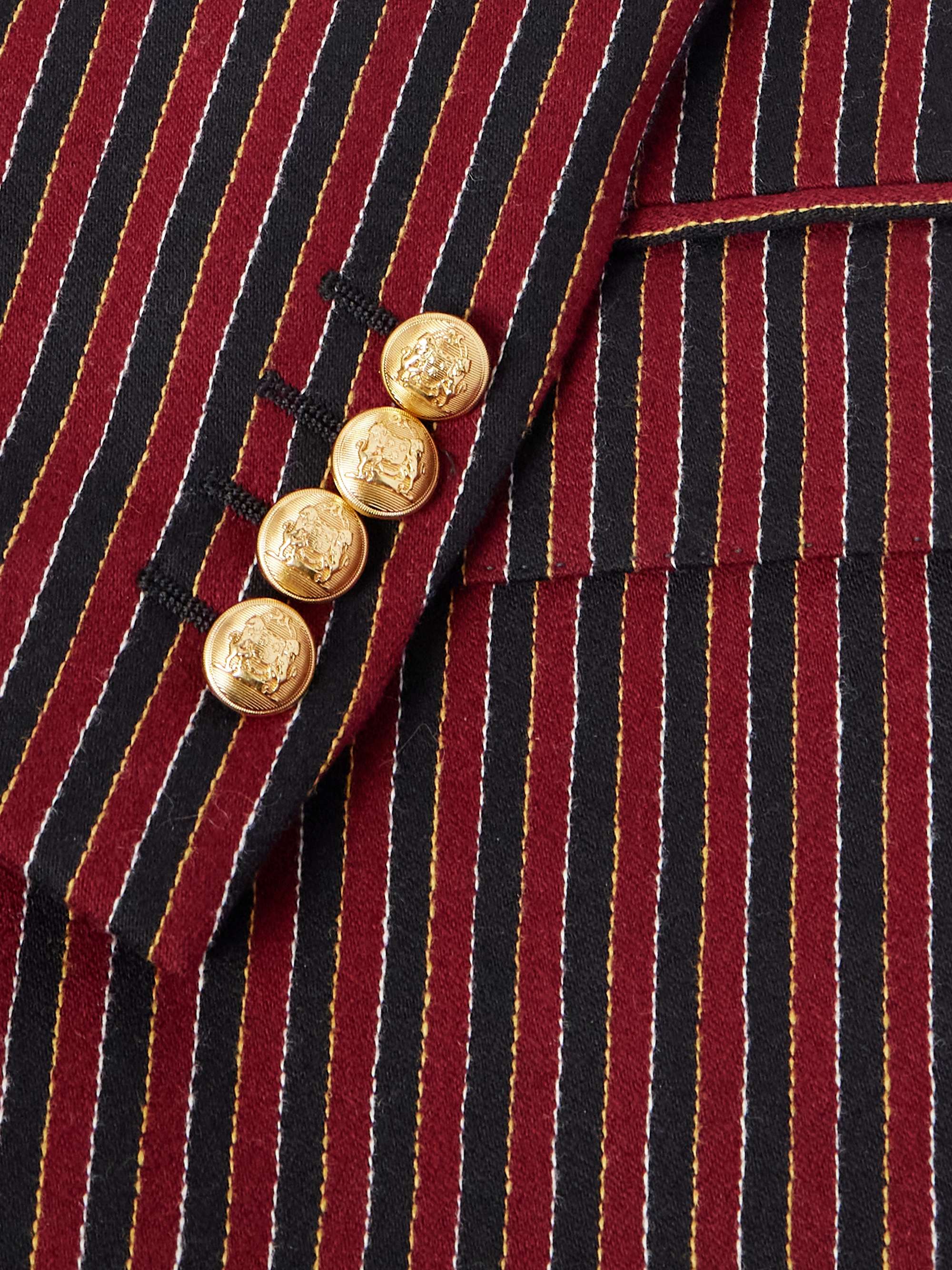 Embroidered Striped Wool and Lycra-Blend Blazer view
