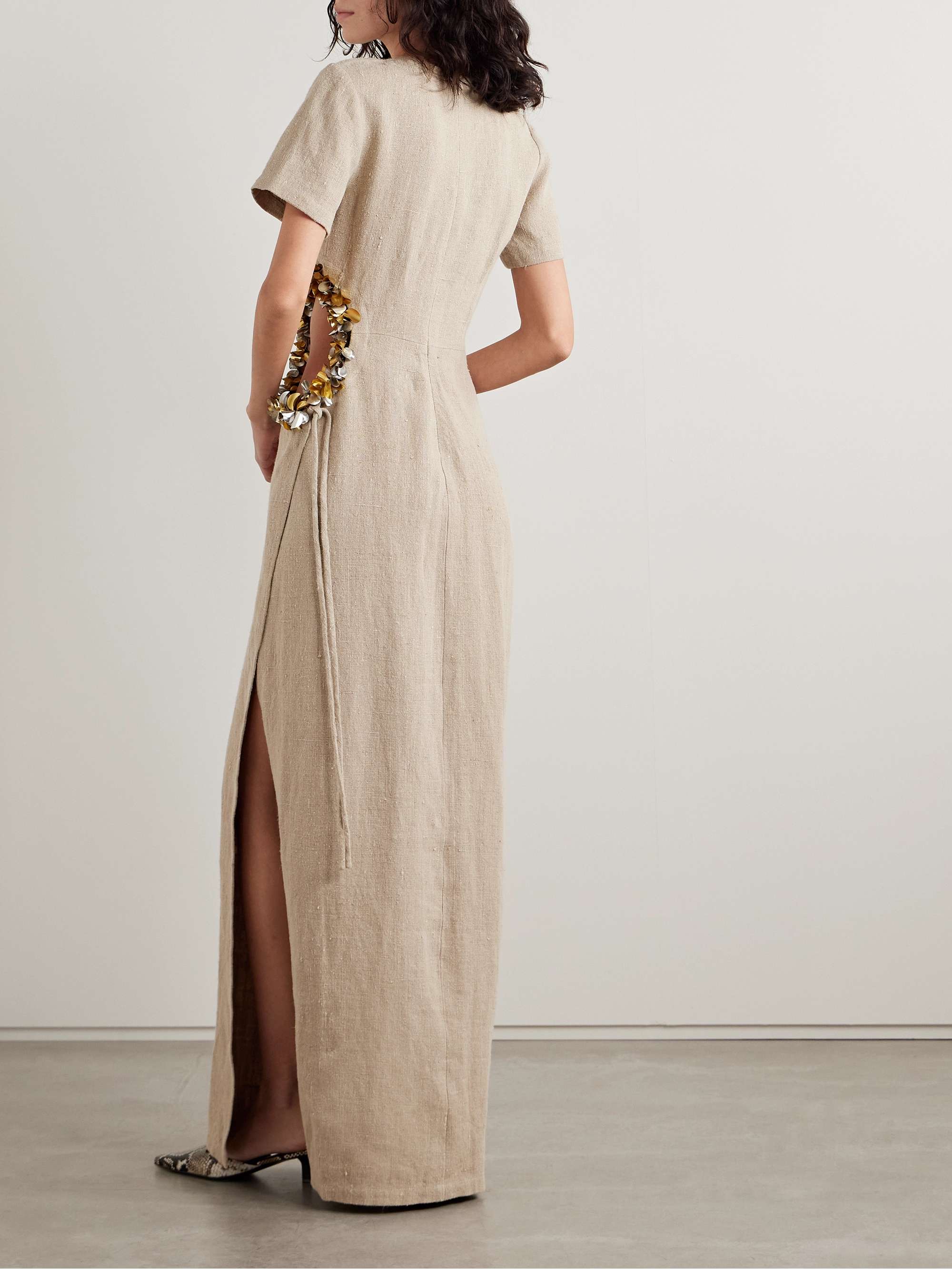 Seaford cutout paillette-embellished linen maxi dress view