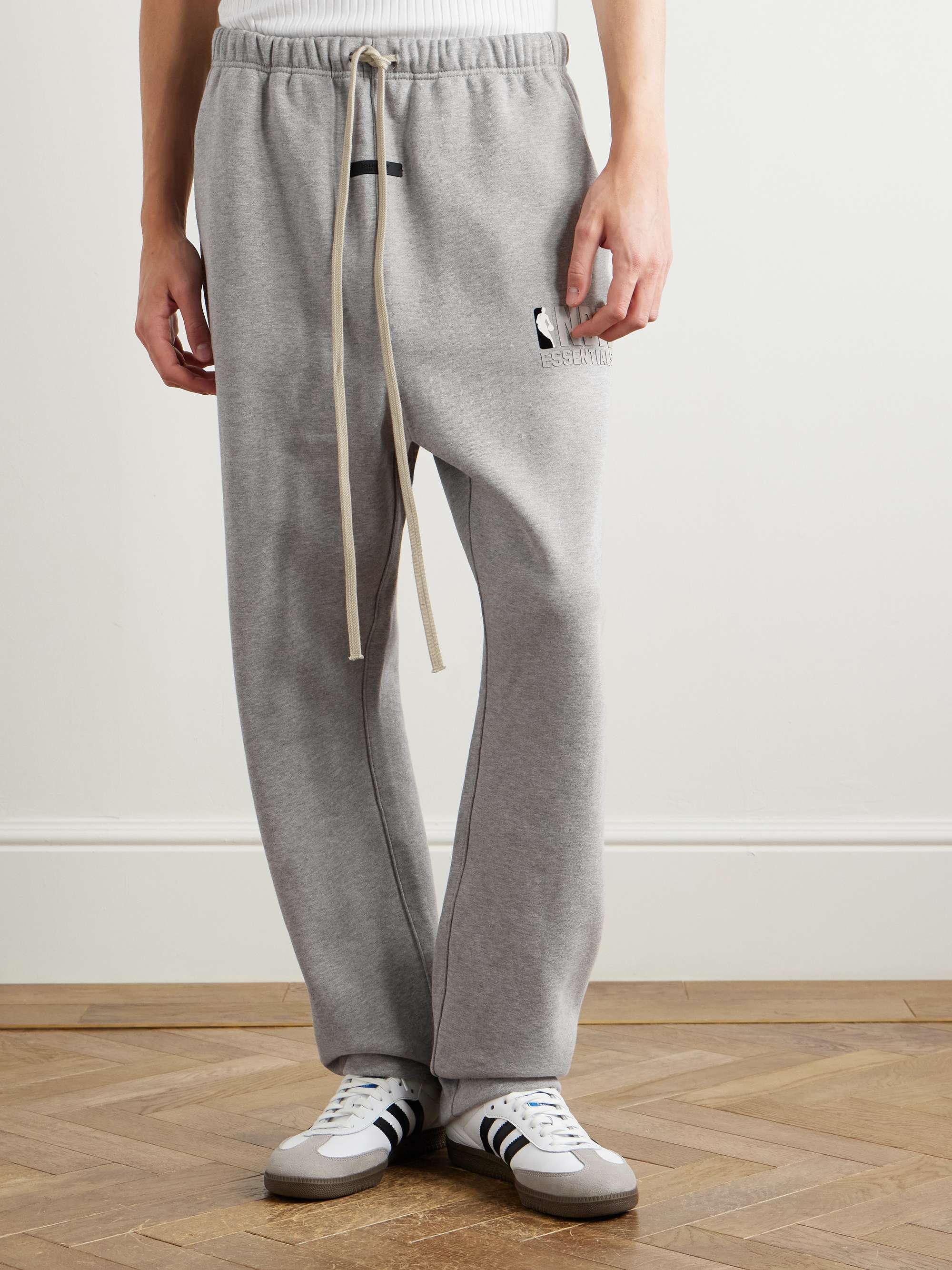 + NBA Straight-Leg Appliquéd Cotton-Blend Jersey Sweatpants view