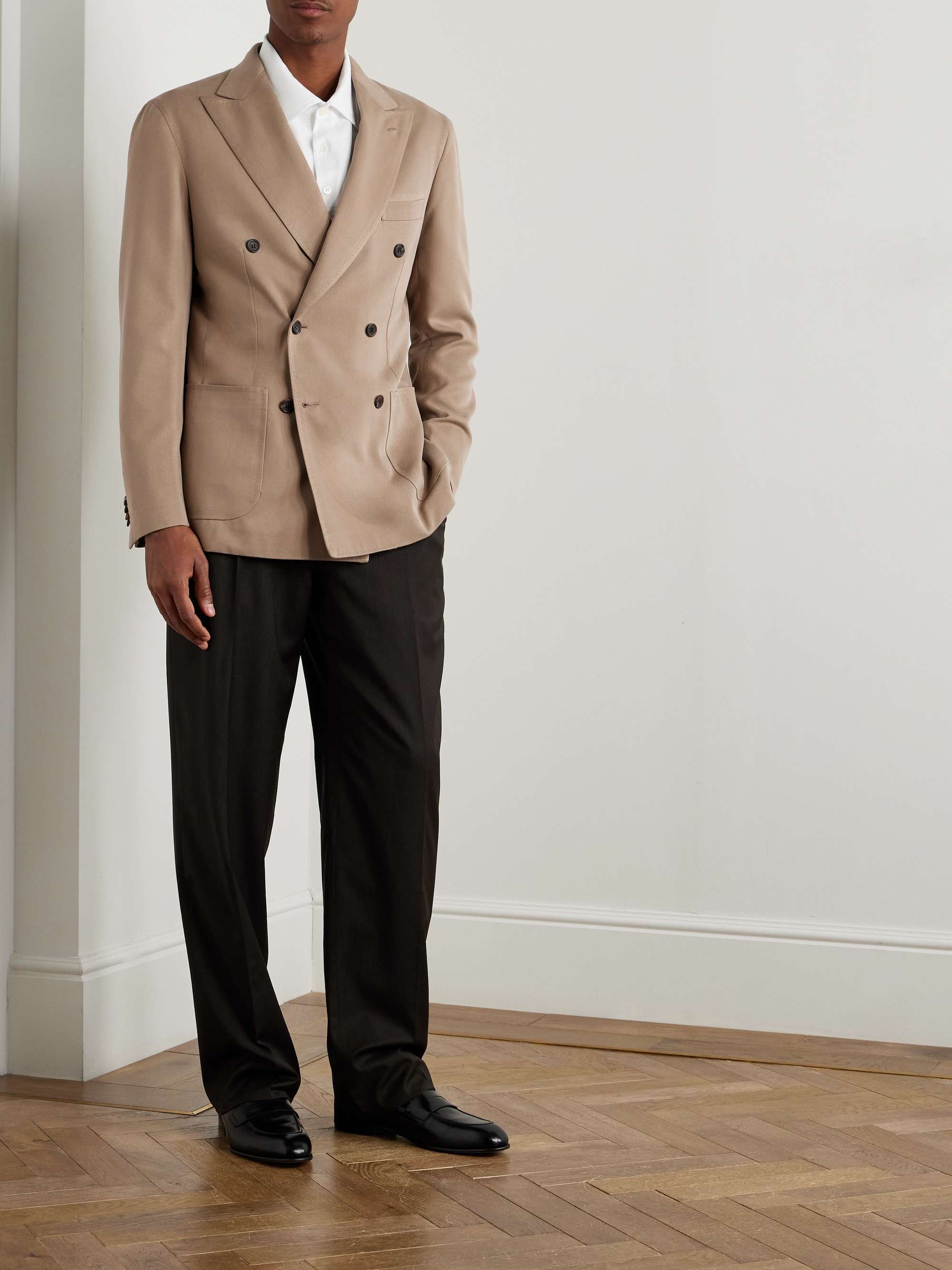 Soffio Double-Breasted Silk-Twill Blazer view