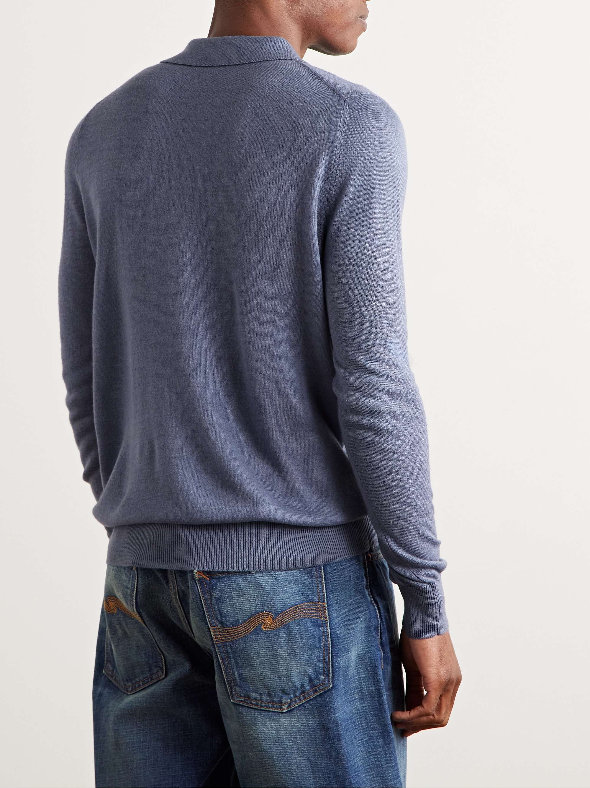 Slim-Fit Mulberry Silk and Cashmere-Blend Polo Shirt view