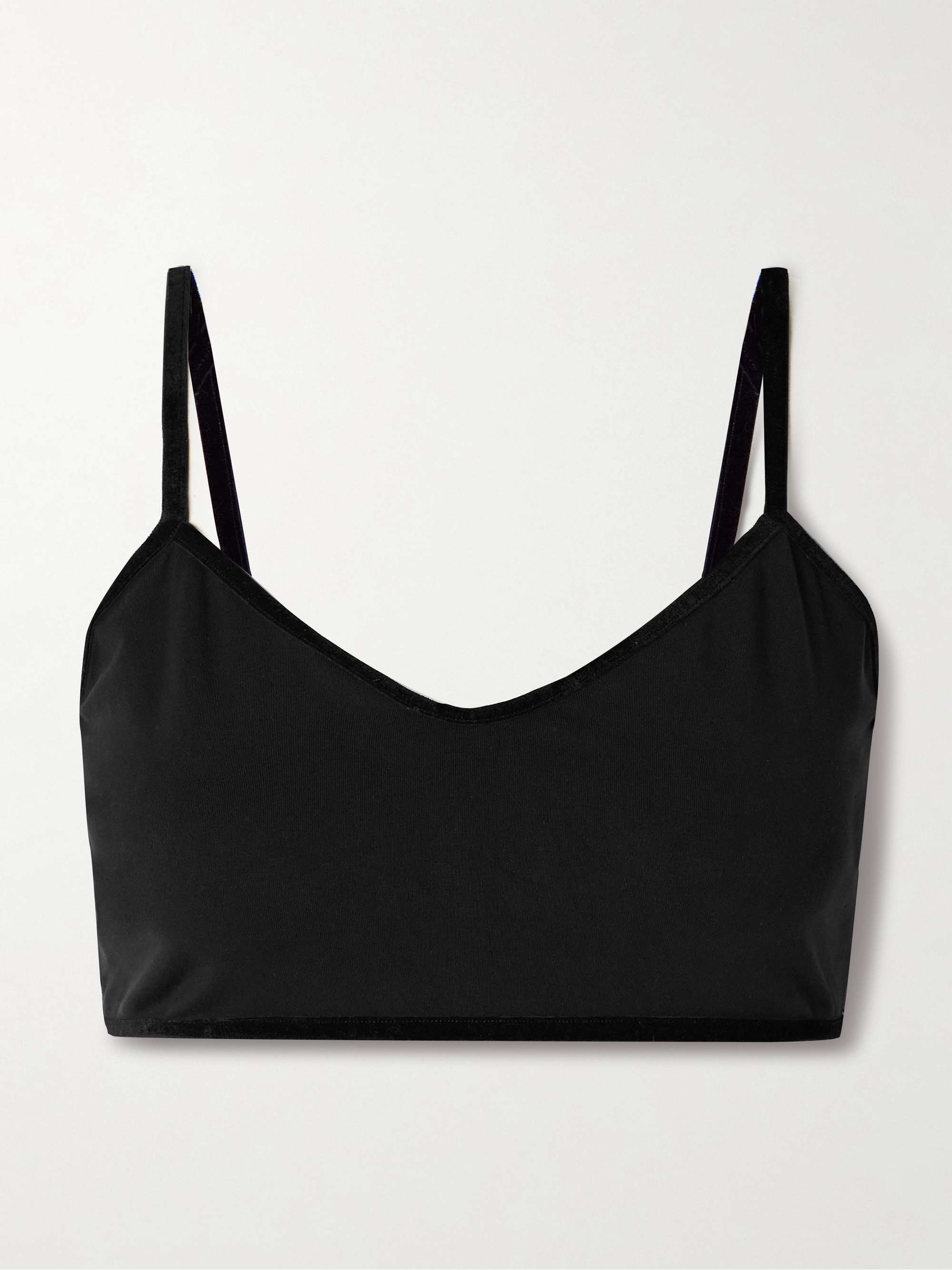 Chloe velvet-trimmed stretch-TENCEL™ Lyocell jersey bralette hero visual