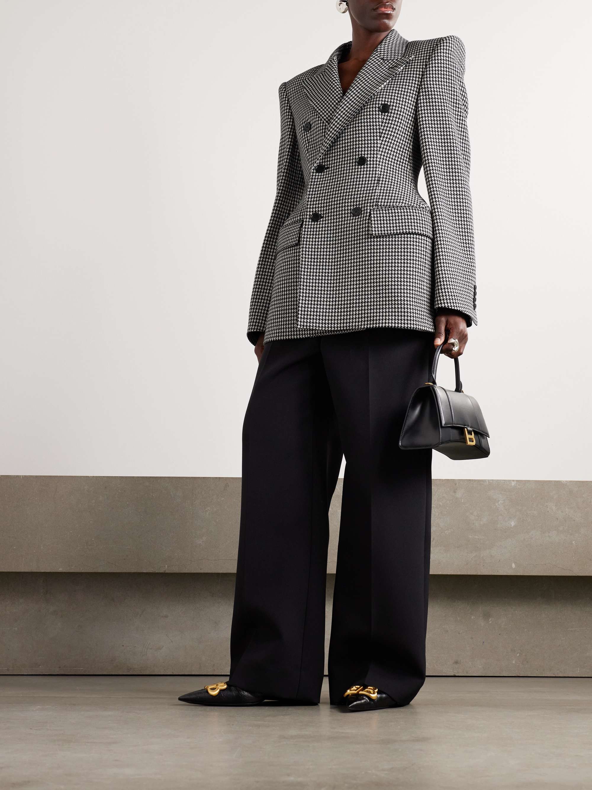 Hourglass houndstooth double-breasted wool blazer view