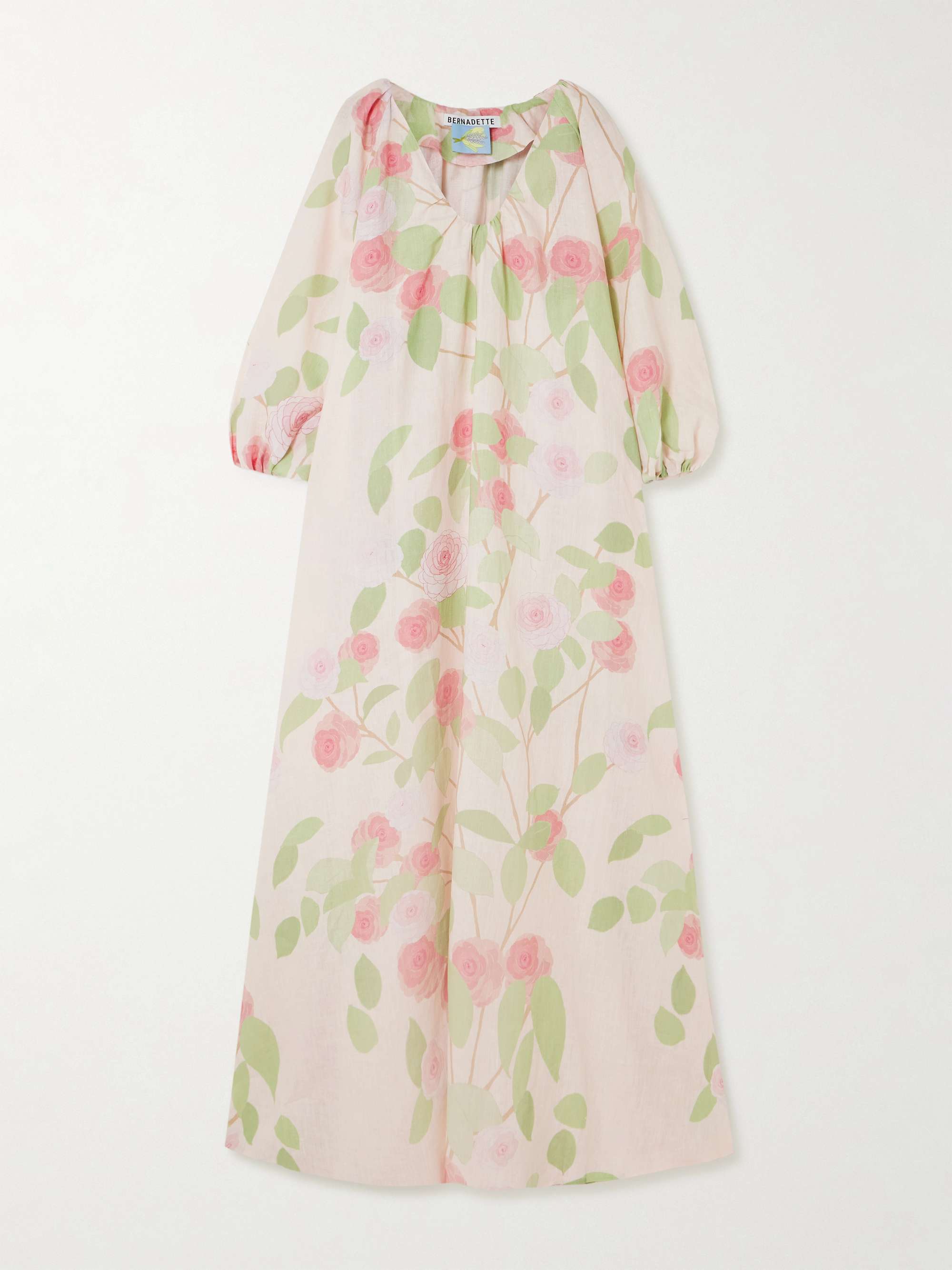 Georgio gathered floral-print linen maxi dress hero visual