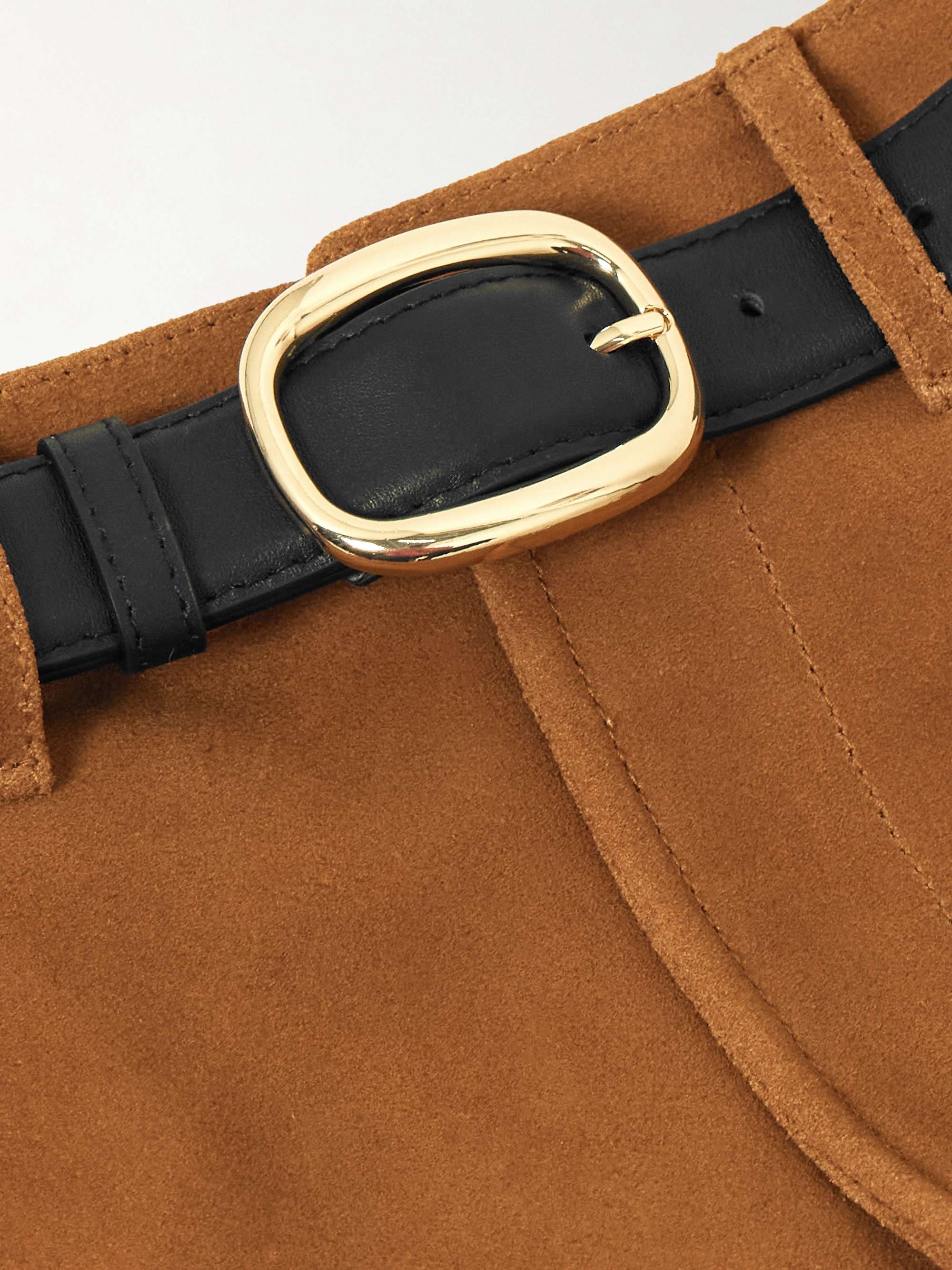 Belted paneled suede  skirt view