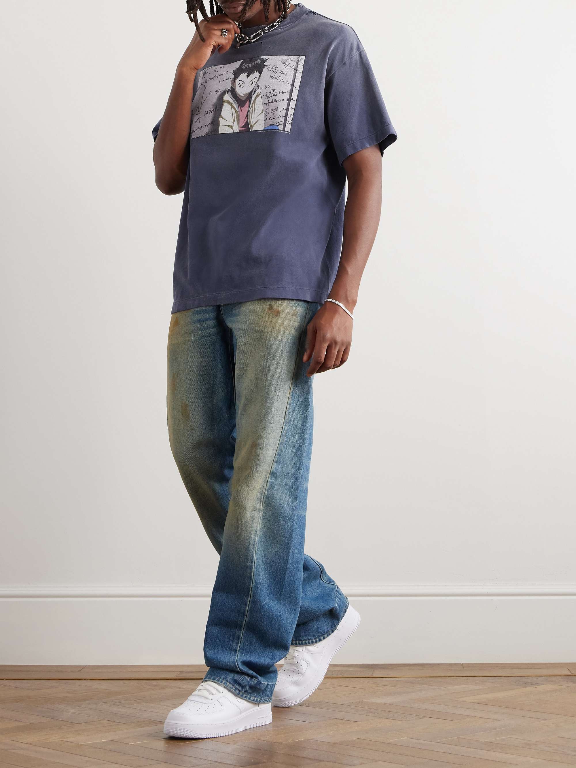+ PLUTO Distressed Printed Cotton-Jersey T-Shirt view