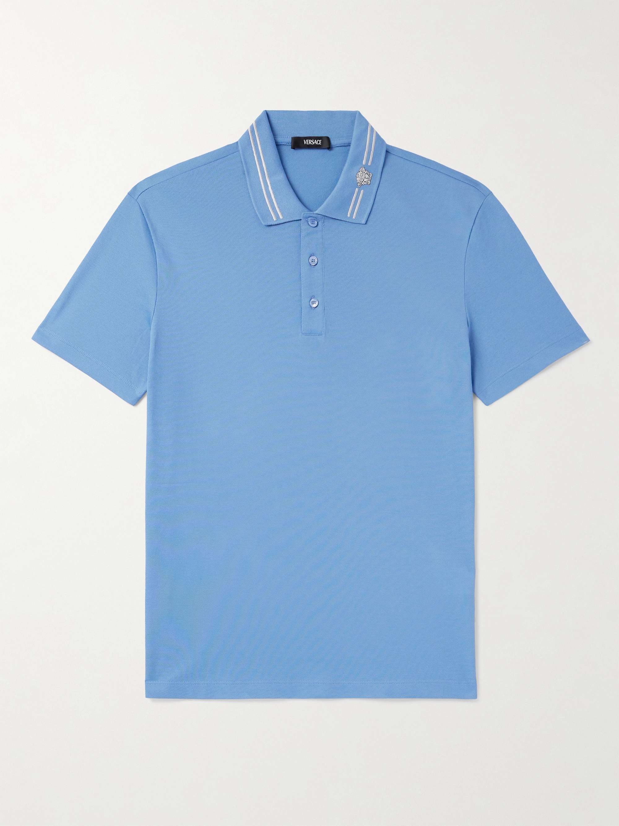 Medusa Embroidered Cotton-Piqué Polo Shirt hero visual