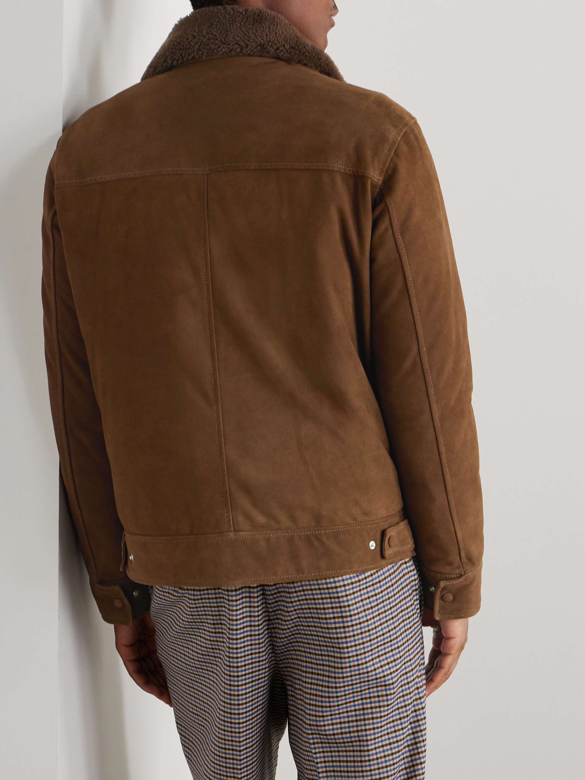 Shearling-Trimmed Suede Down Jacket view