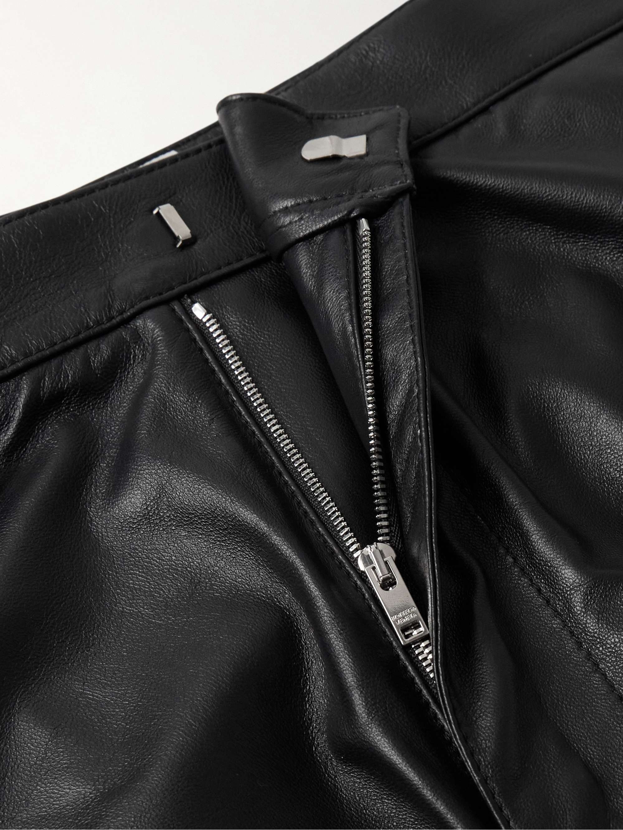 Layered Wide-Leg Leather Trousers view