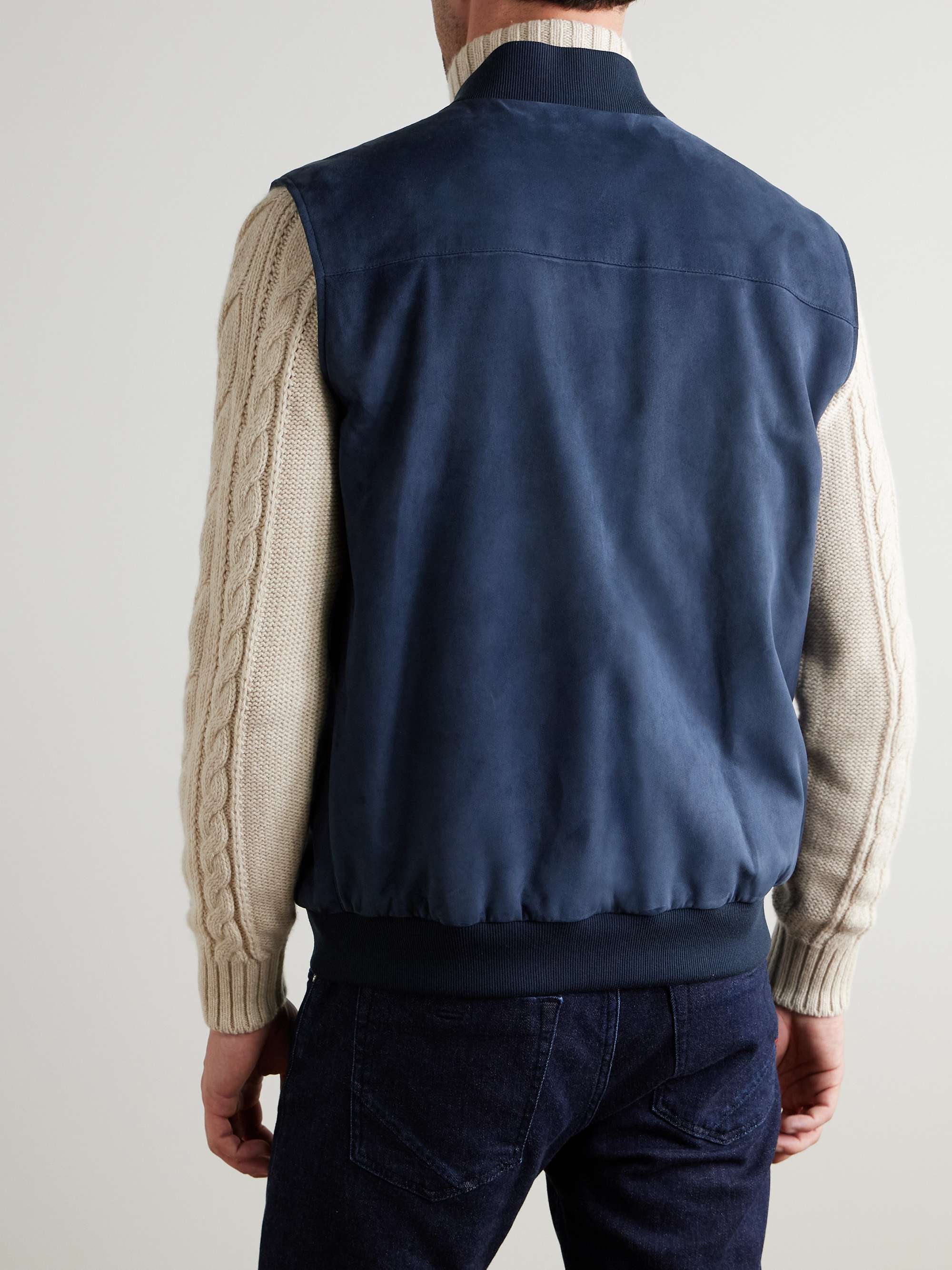 Wool-blend Trimmed Suede Vest view