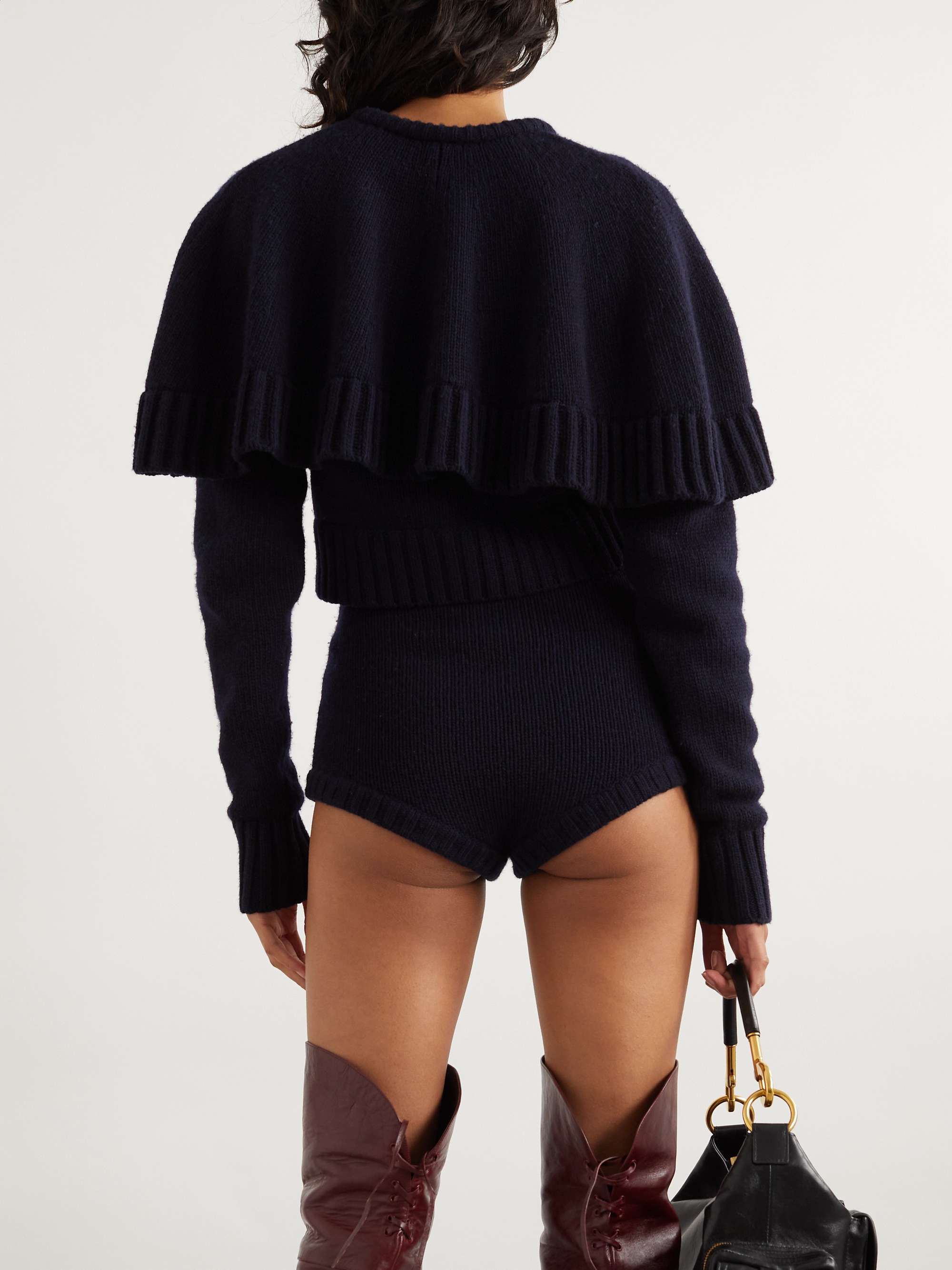 Cape-effect wool and cashmere-blend cardigan view
