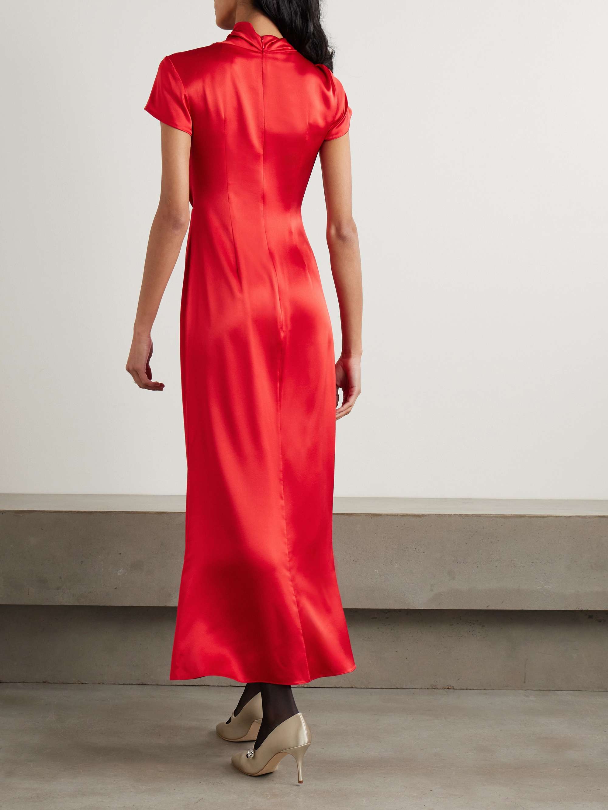 Kelly tie-detailed silk-satin midi dress view