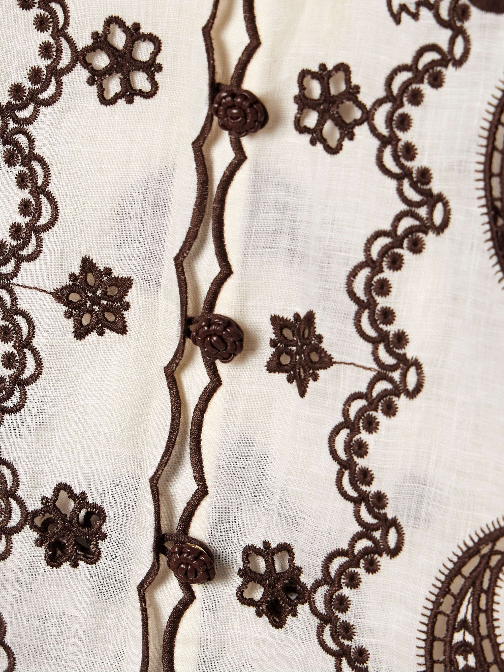 Ascension leather-trimmed broderie anglaise linen shirt view