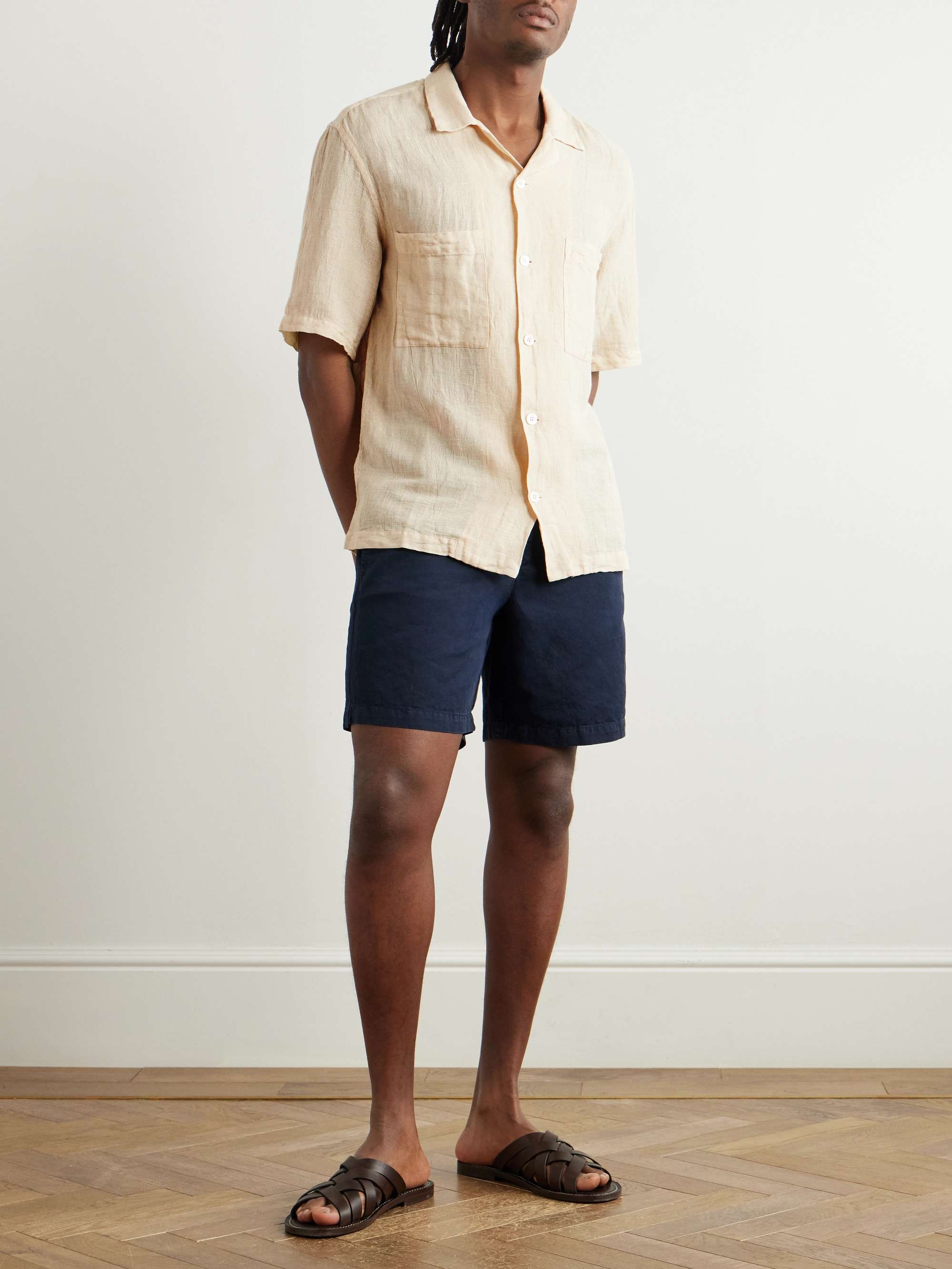 Solana Camp-Collar Linen and Cotton-Blend Gauze Shirt view
