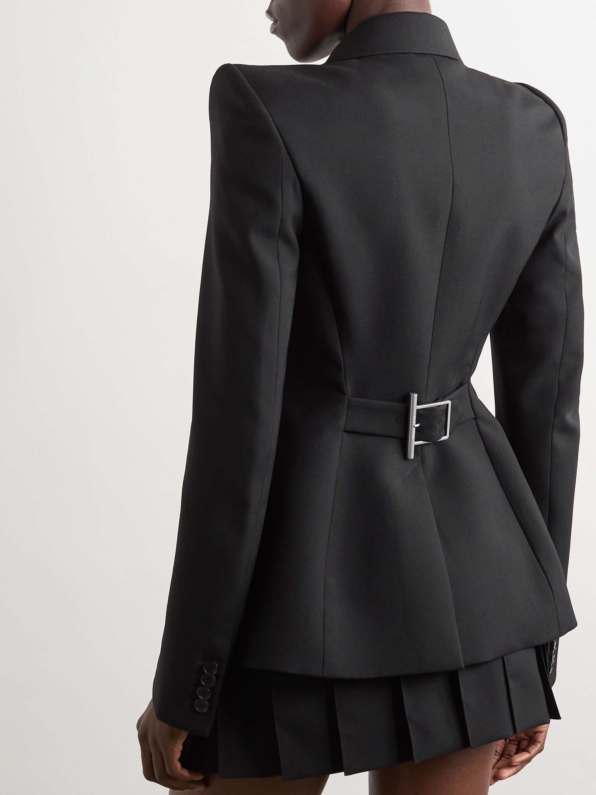 Grosgrain-trimmed embellished wool-gabardine blazer view