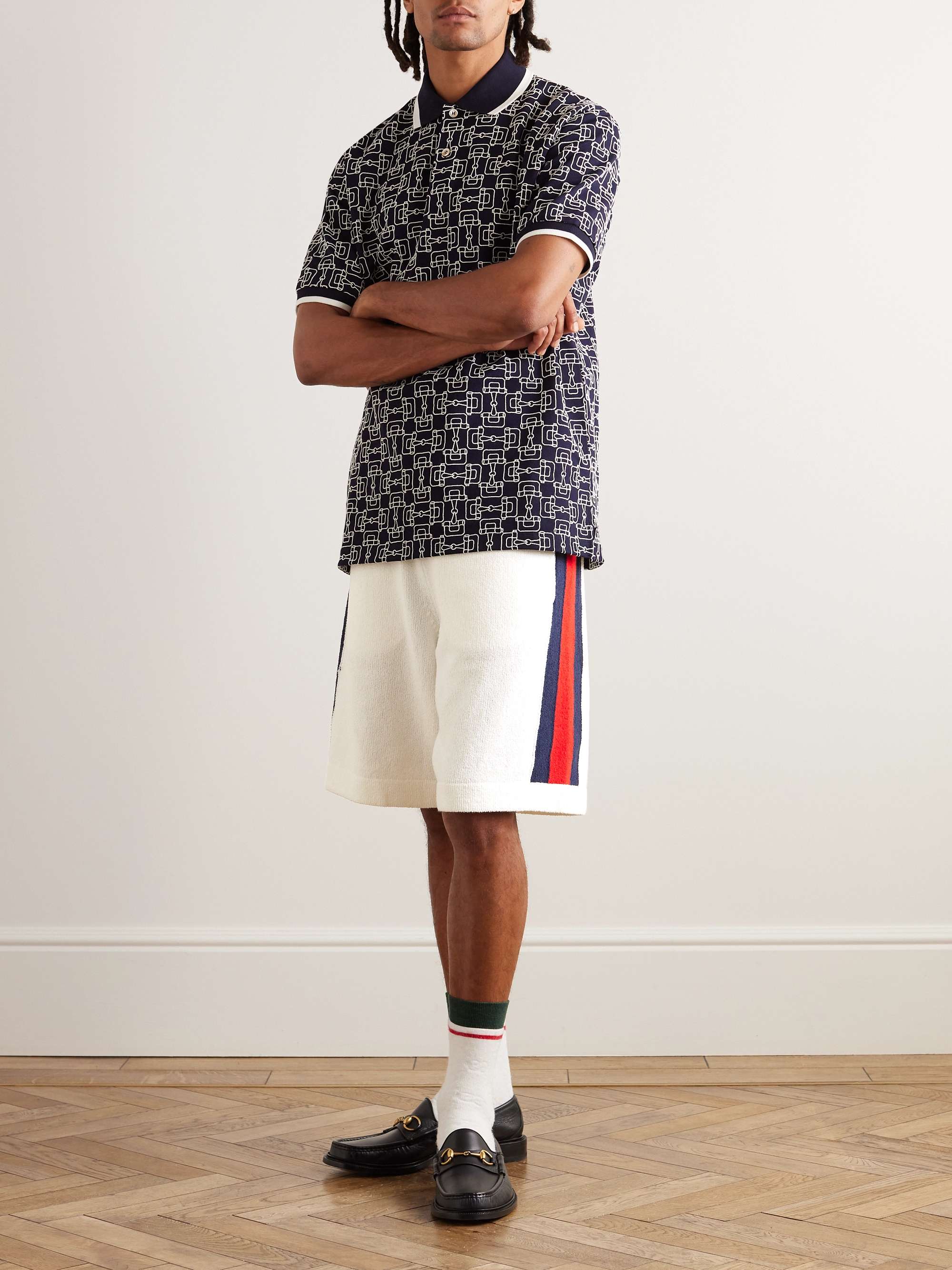 Straight-Leg Striped Cotton-Blend Shorts view