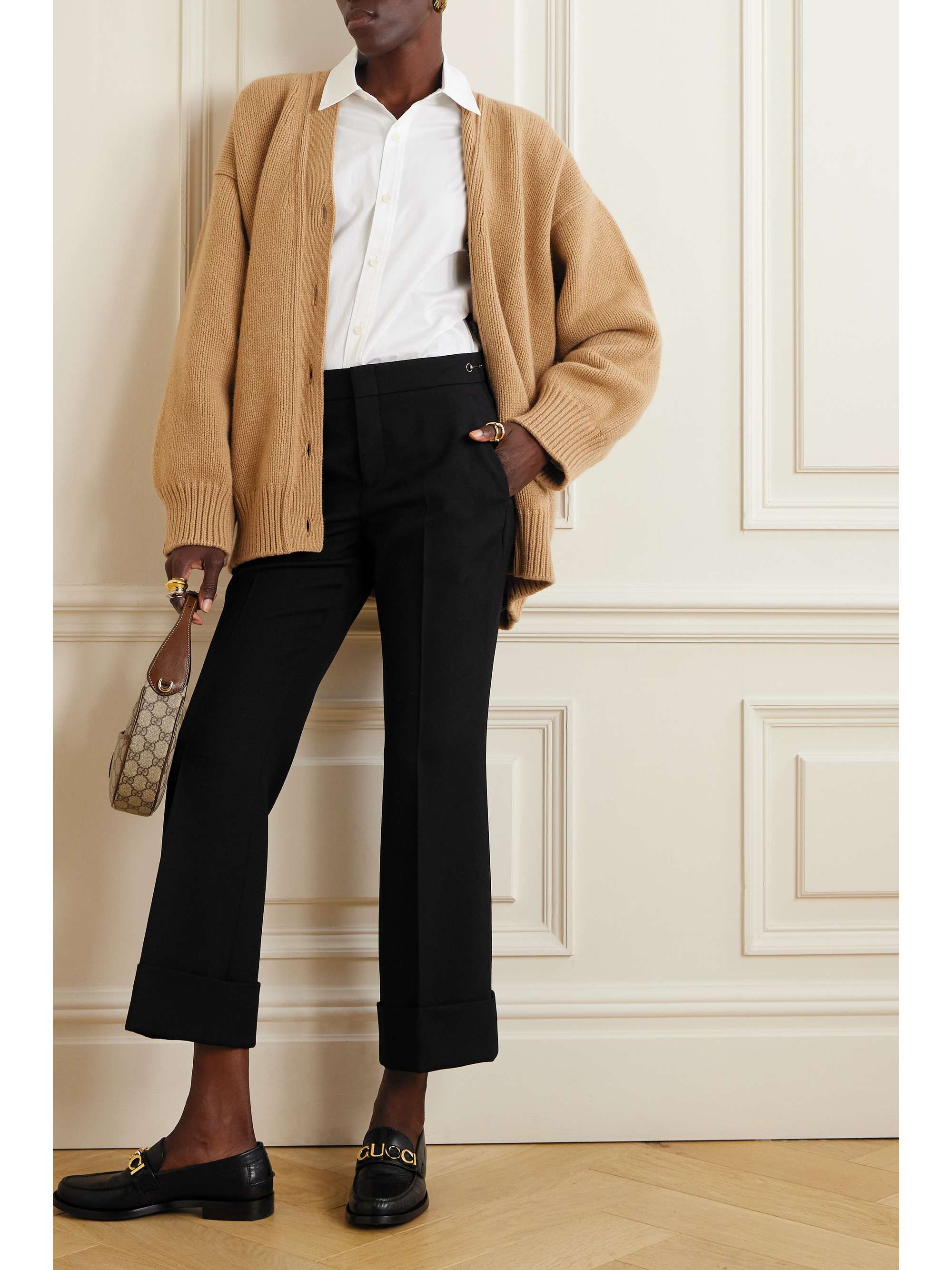 Cropped wool flared pants view