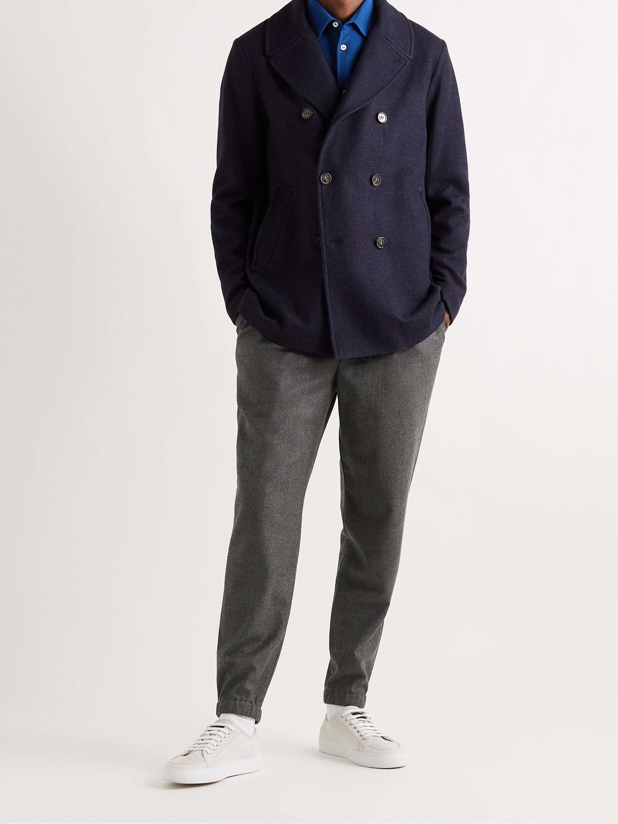 Tapered Pleated Virgin Wool and Cashmere-Blend Flannel Trousers view