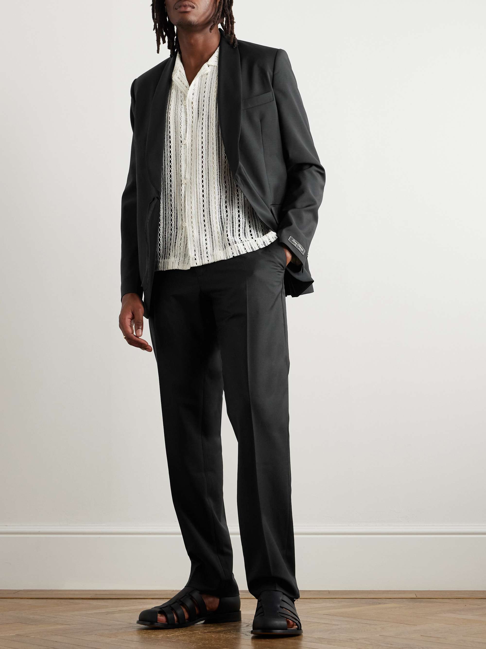 Straight-Leg Pleated Virgin Wool and Mohair-Blend Suit Trousers view