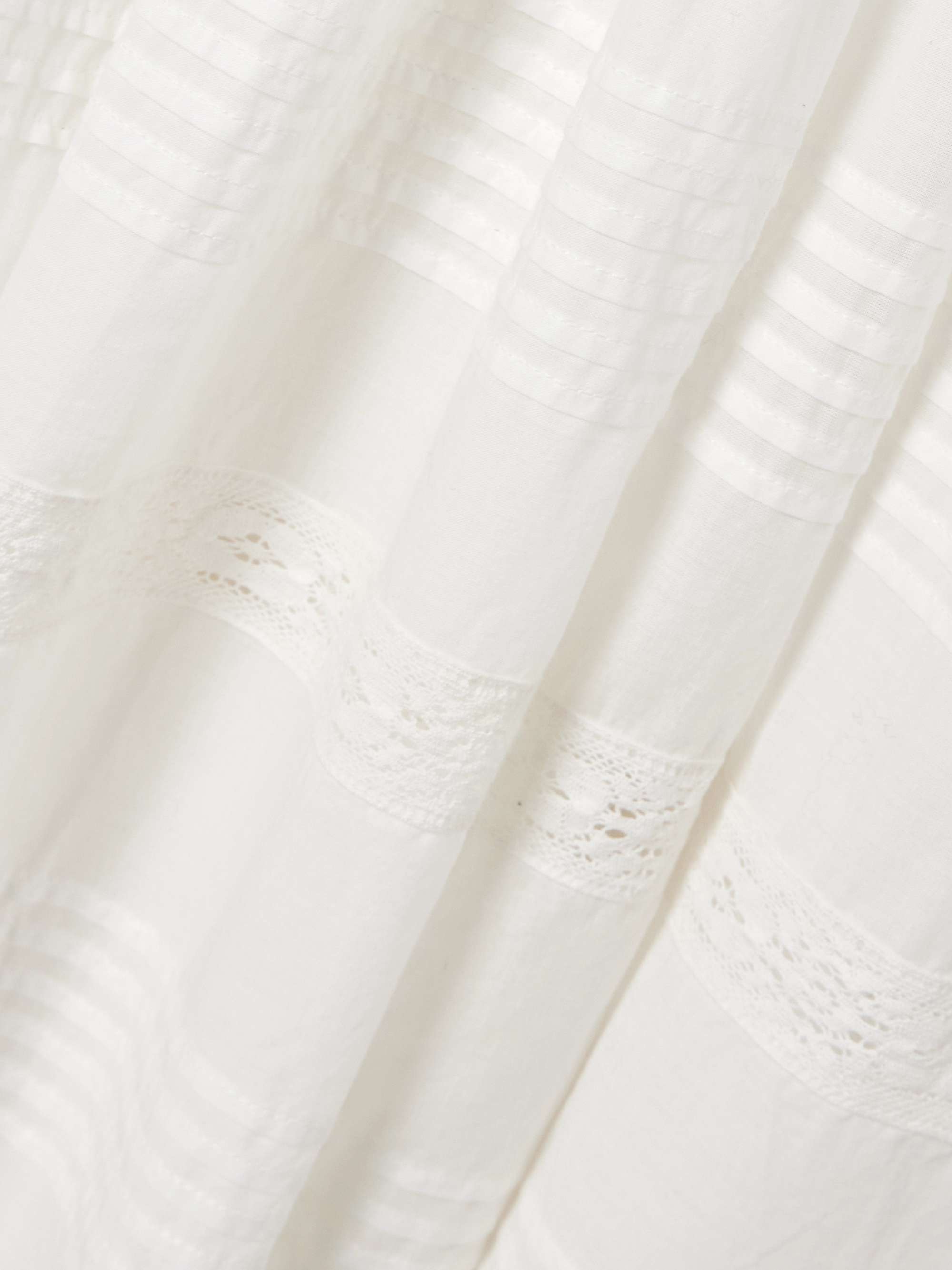 Lace-trimmed pintucked cotton midi dress view