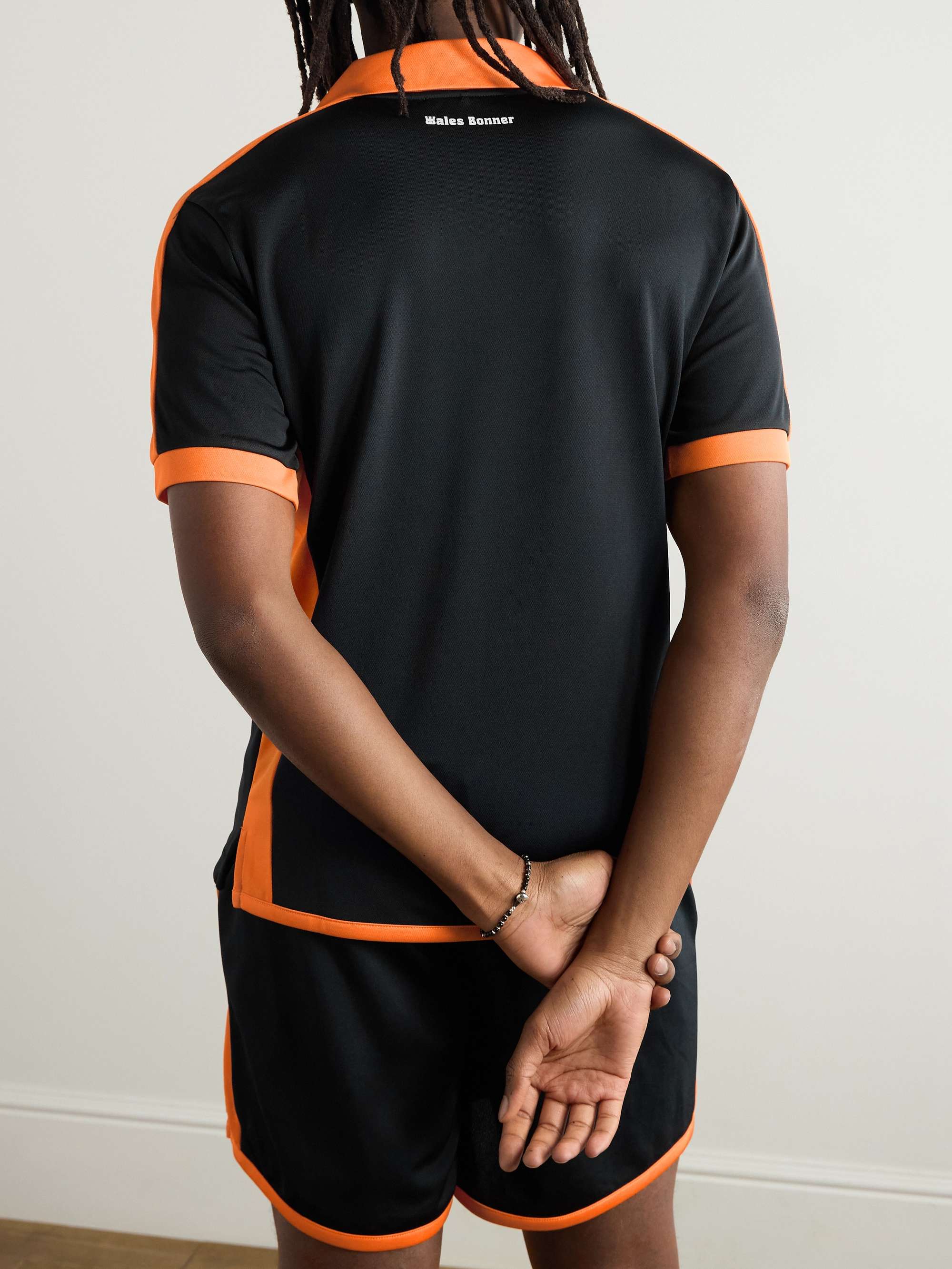 Slim-Fit Logo-Appliquéd Two-Tone Tech-Jersey Polo Shirt view