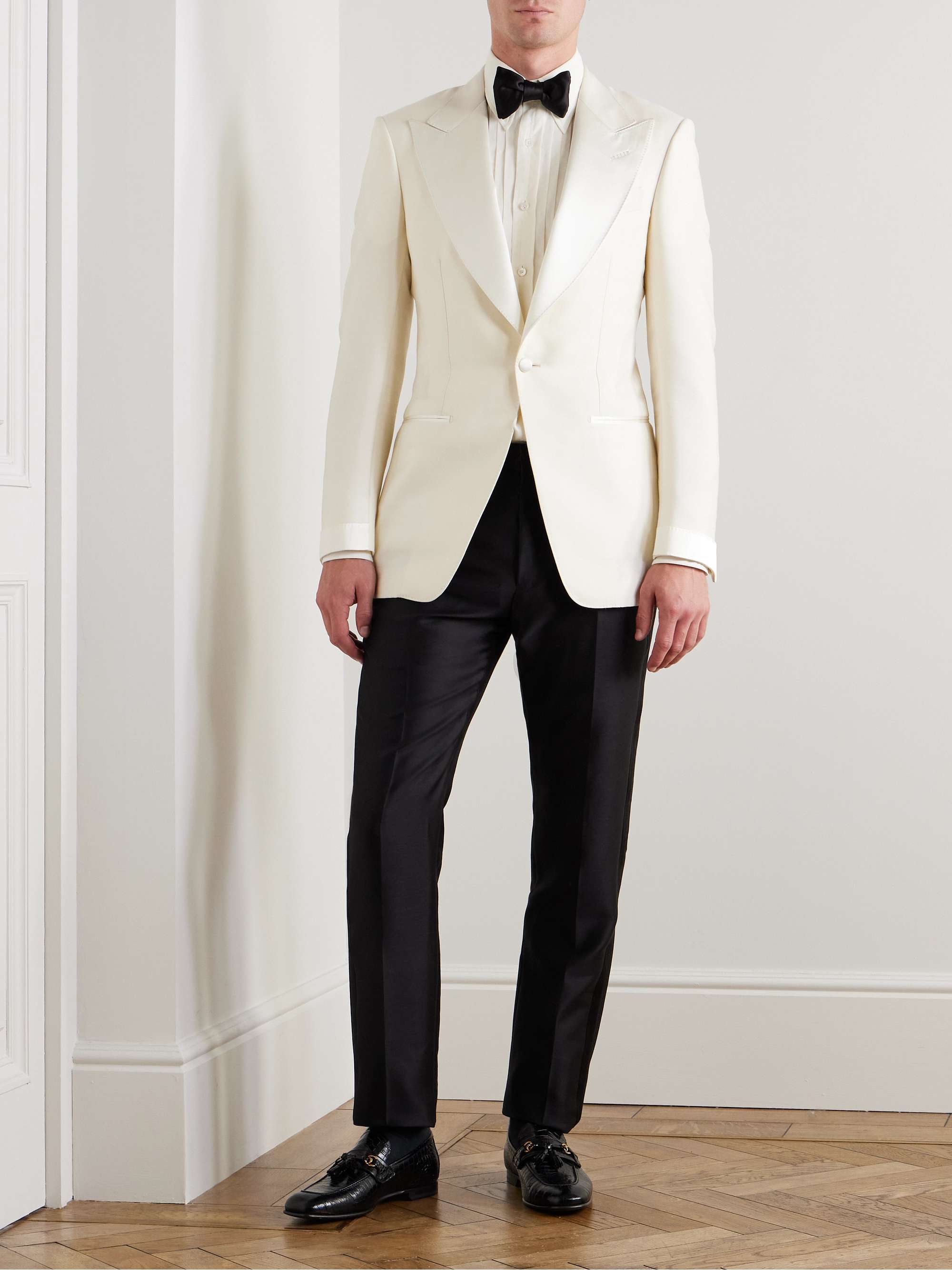 Straight-Leg Satin-Trimmed Wool, Mohair and Silk-Blend Tuxedo Trousers view