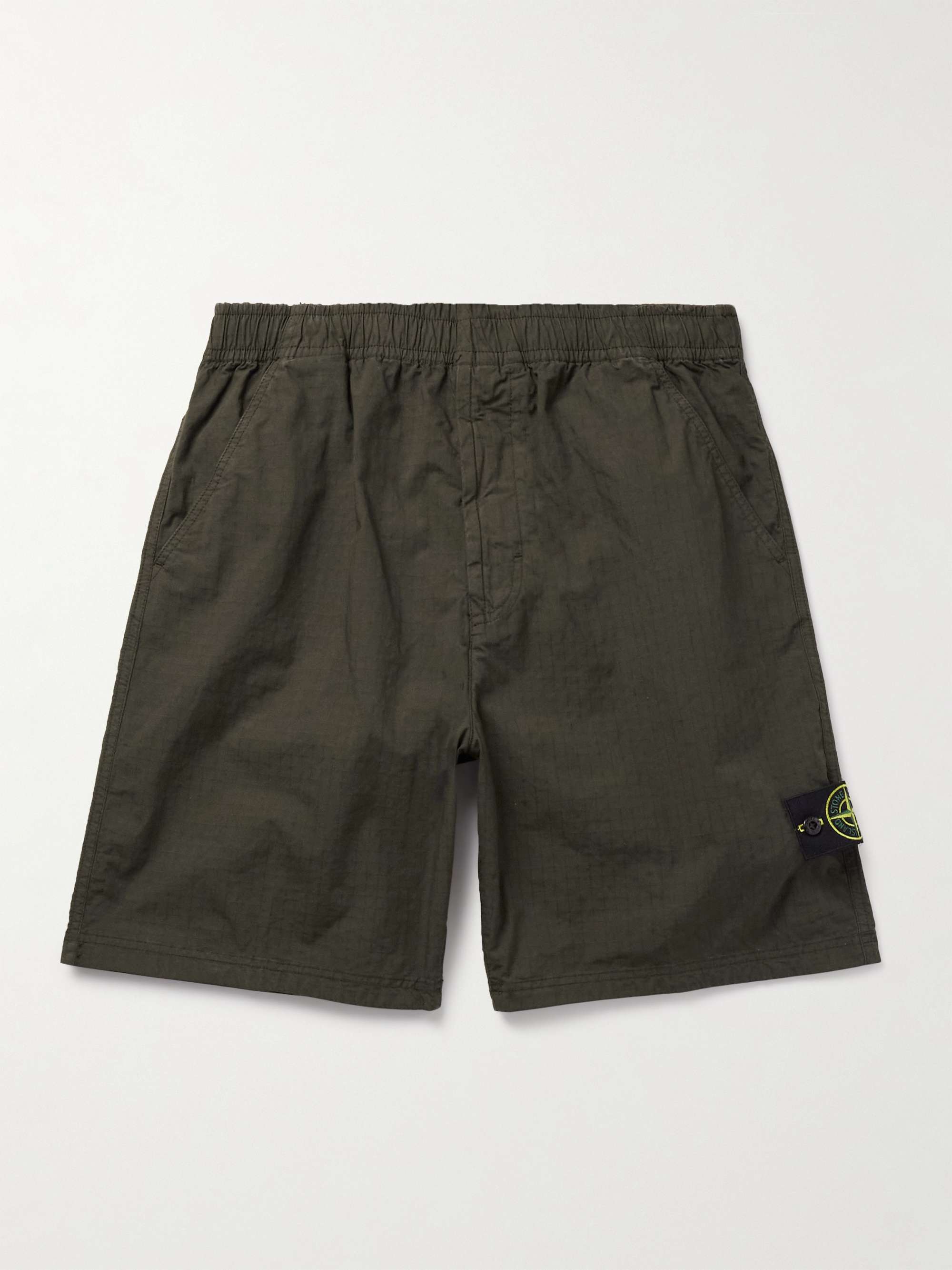 Straight-Leg Logo-Appliquéd Garment-Dyed Stretch Ripstop-TC Shorts hero visual