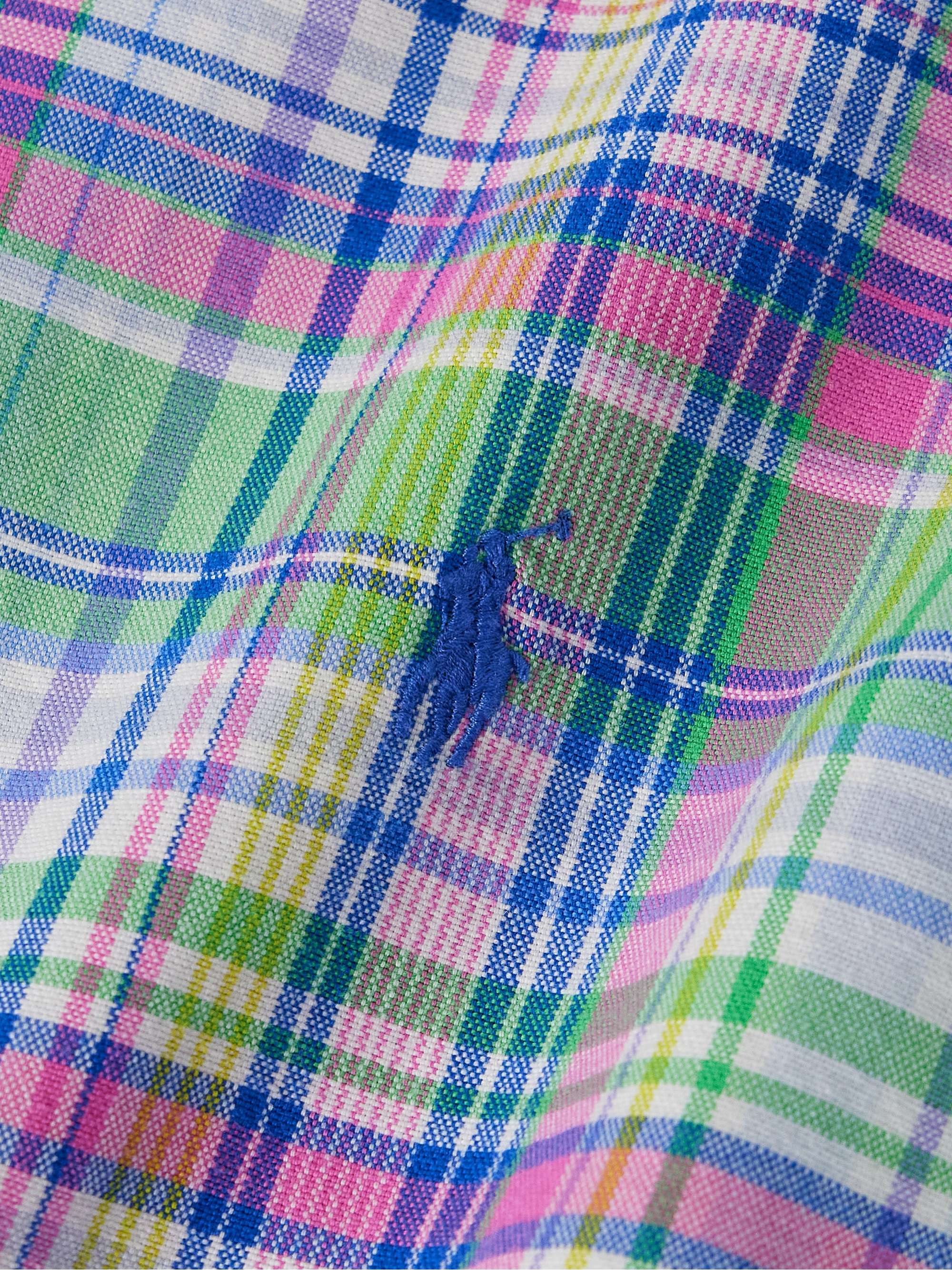 Button-Down Collar Logo-Embroidered Checked Cotton Oxford Shirt view