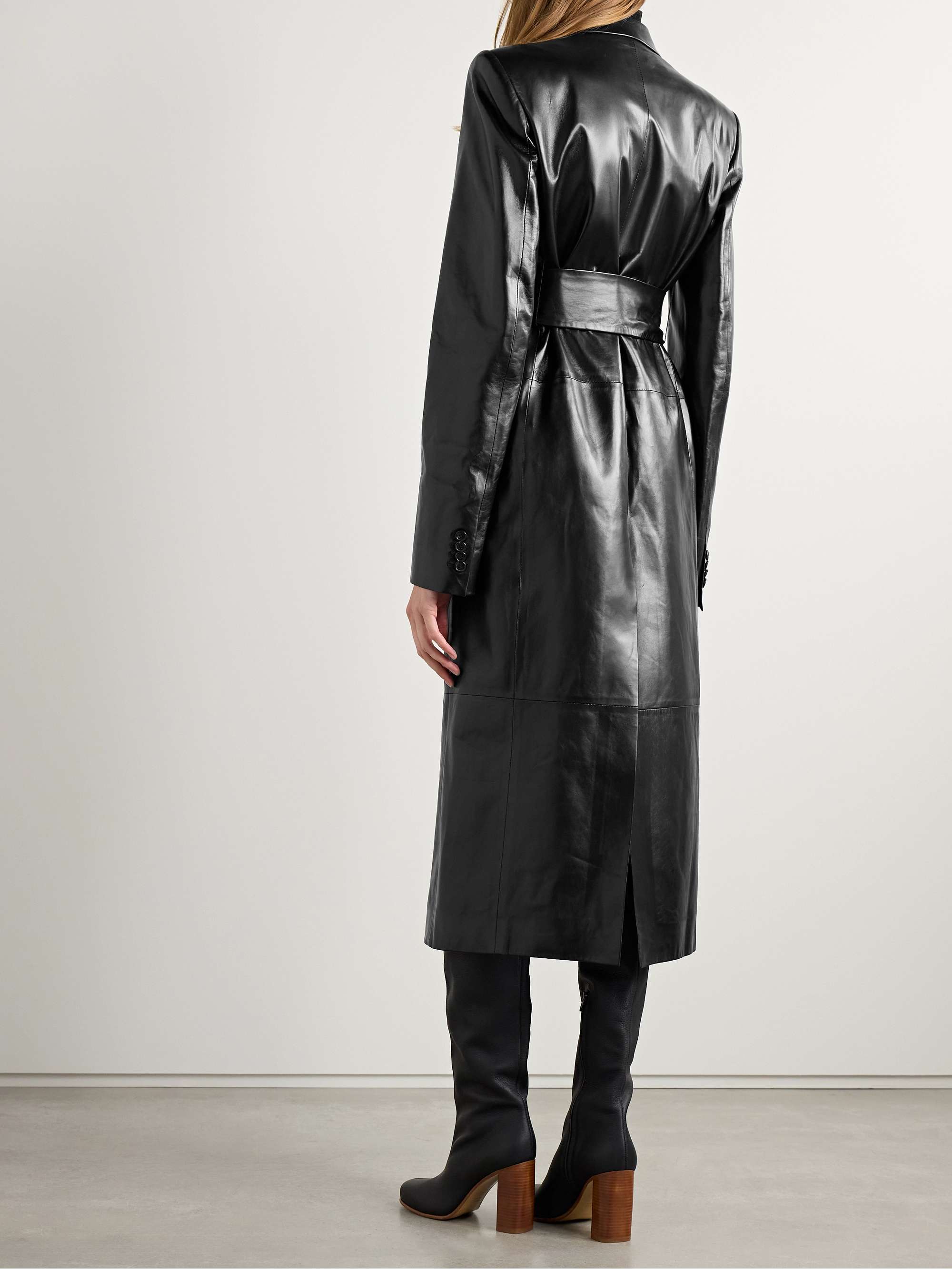 Lolo belted leather coat view