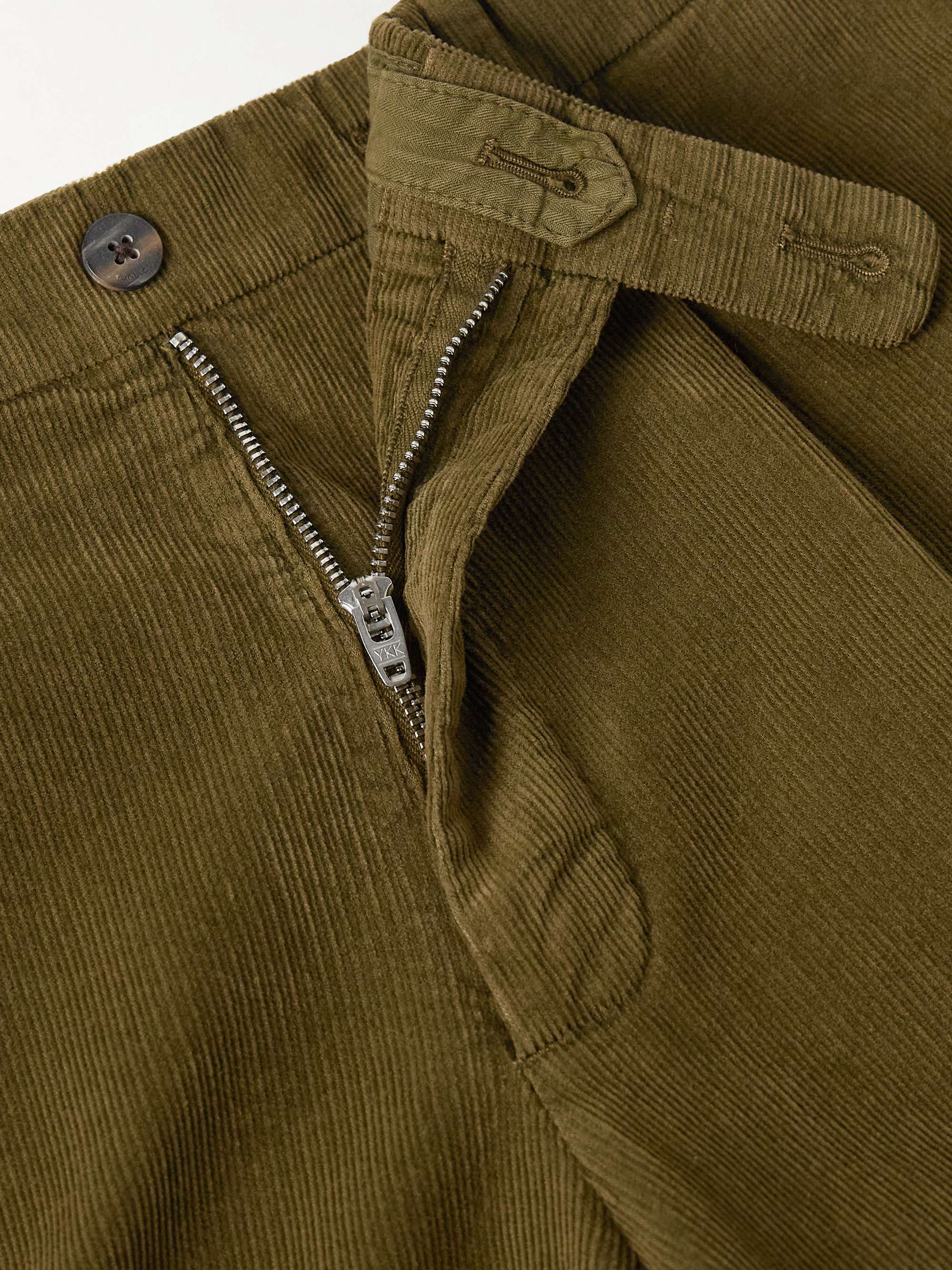 Slim-Fit Pleated Cotton-Blend Corduroy Suit Trousers view