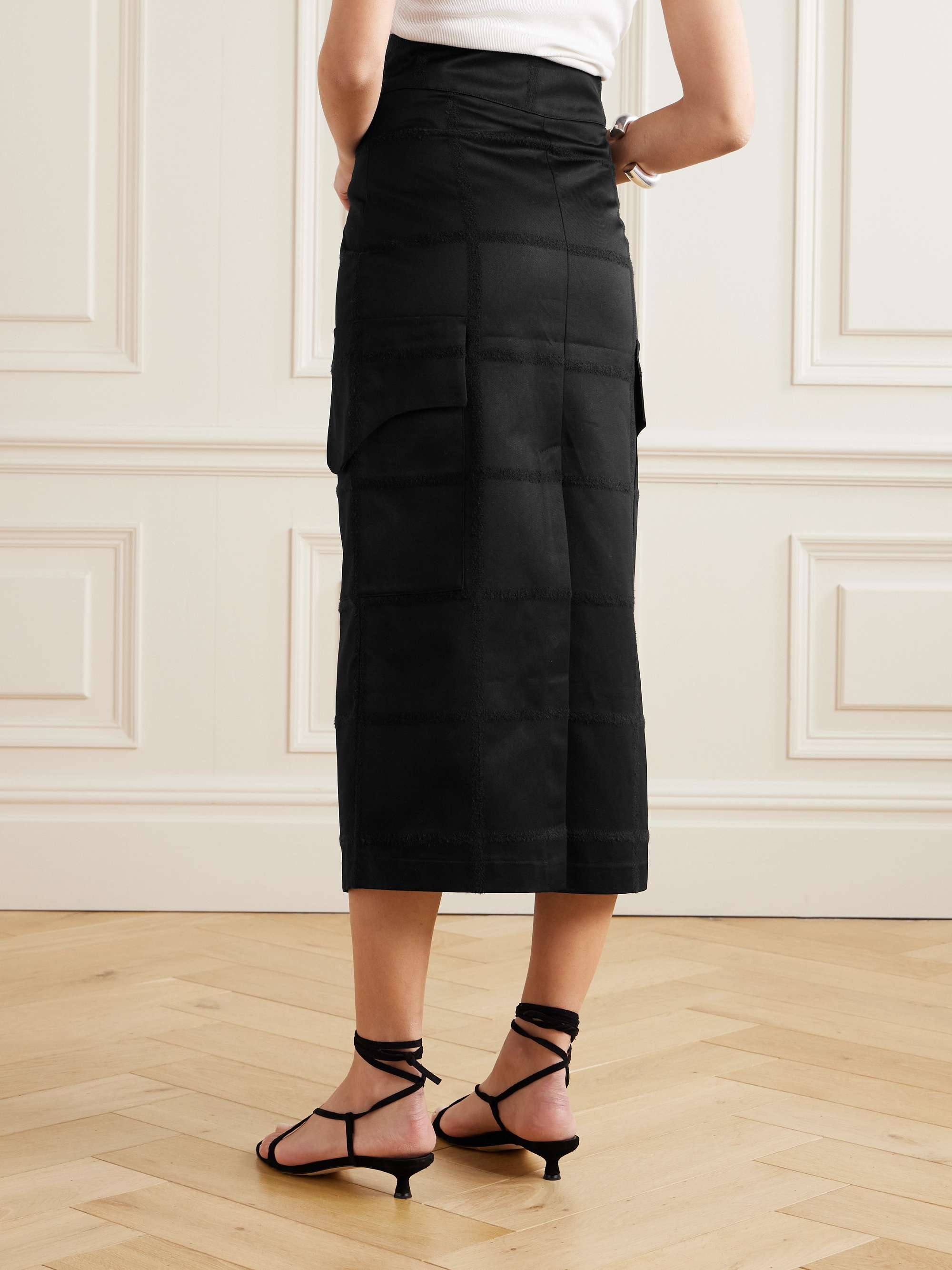 Ines Checko checked cotton-jacquard midi skirt view