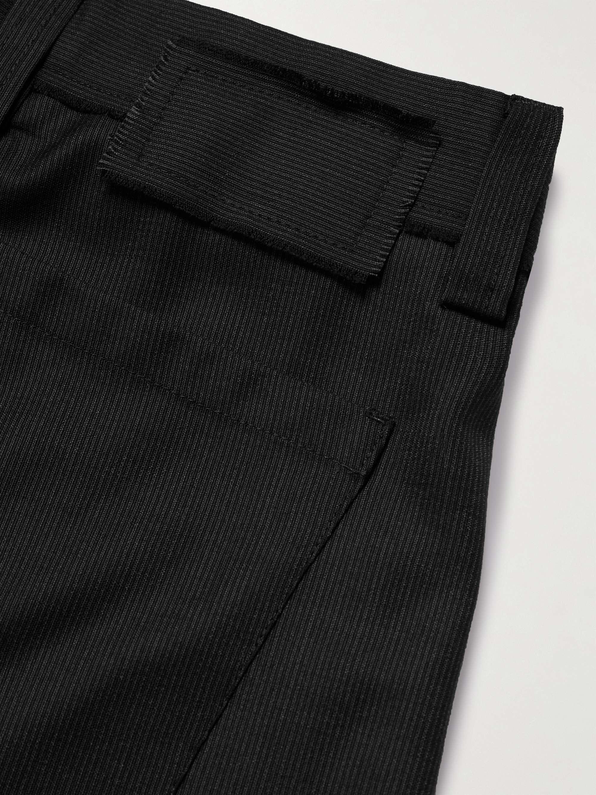 Classic Straight-Leg Pleated Striped Wool Shorts view