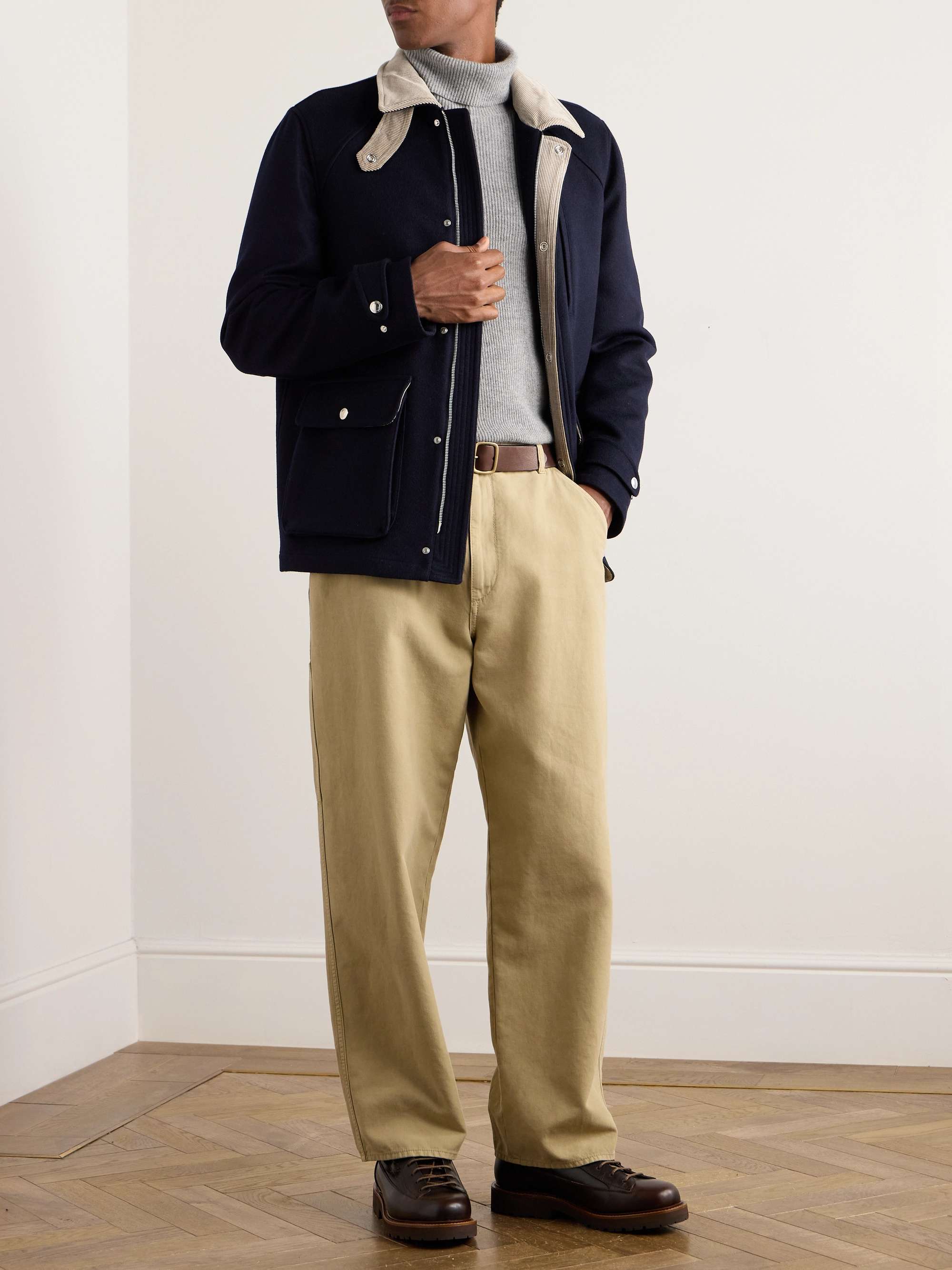 Cotton-Blend Corduroy-Trimmed Wool Field Jacket view