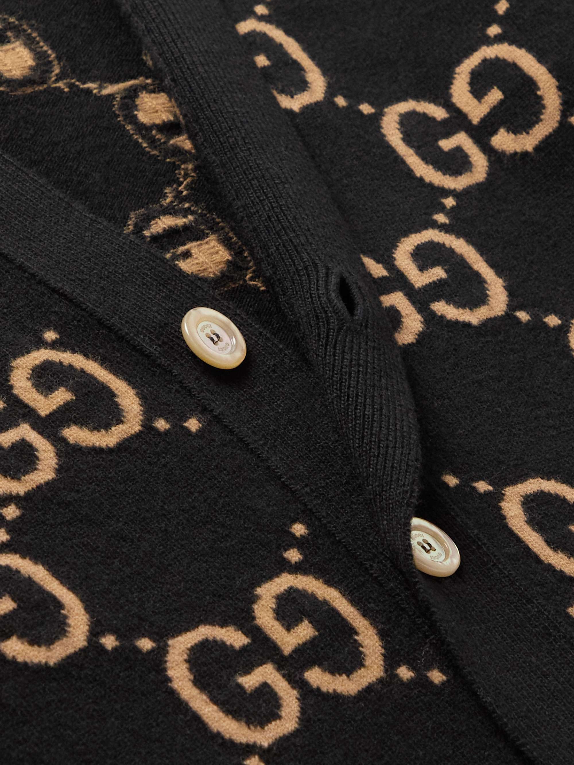 Monogrammed Wool-Jacquard Cardigan view