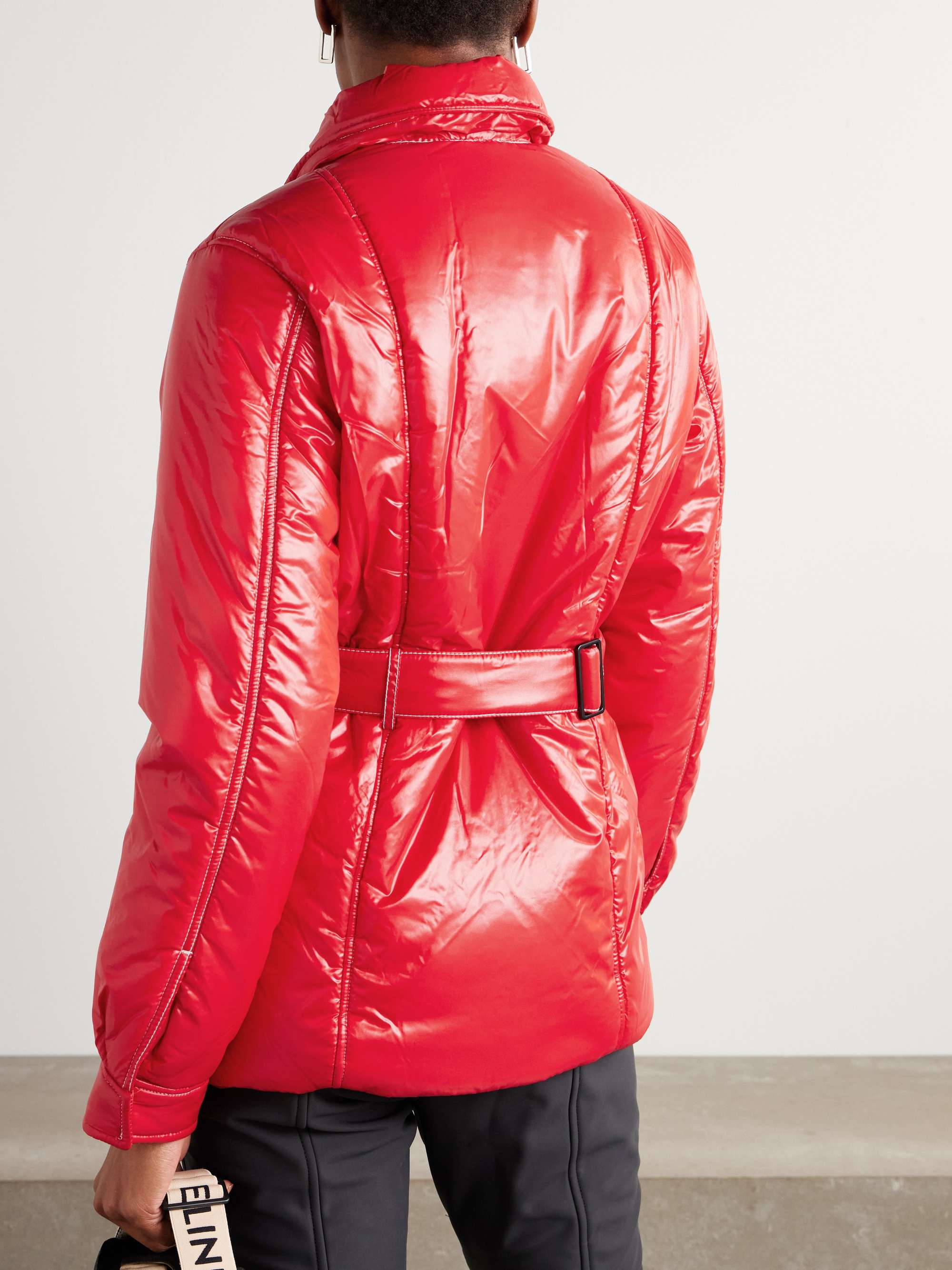 Jade belted quilted padded glossed-shell ski jacket view
