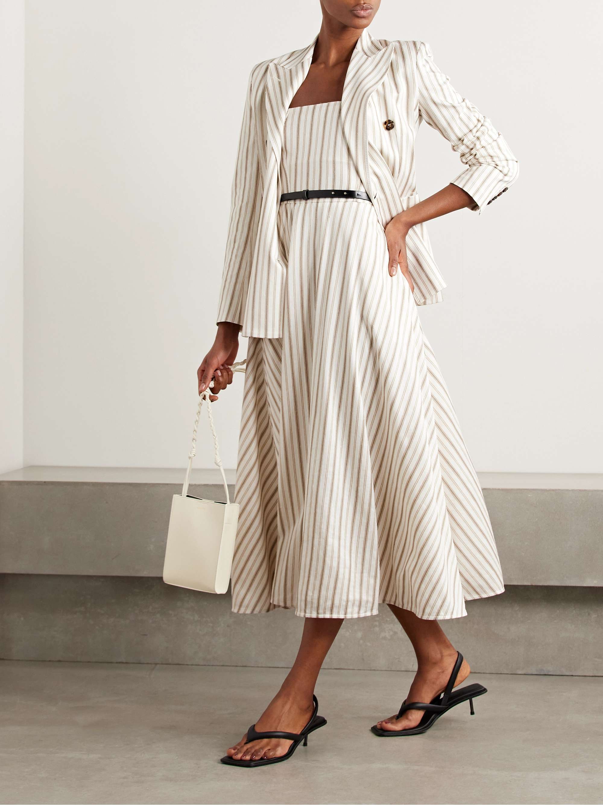 Pensile double-breasted striped cotton and linen-blend blazer view